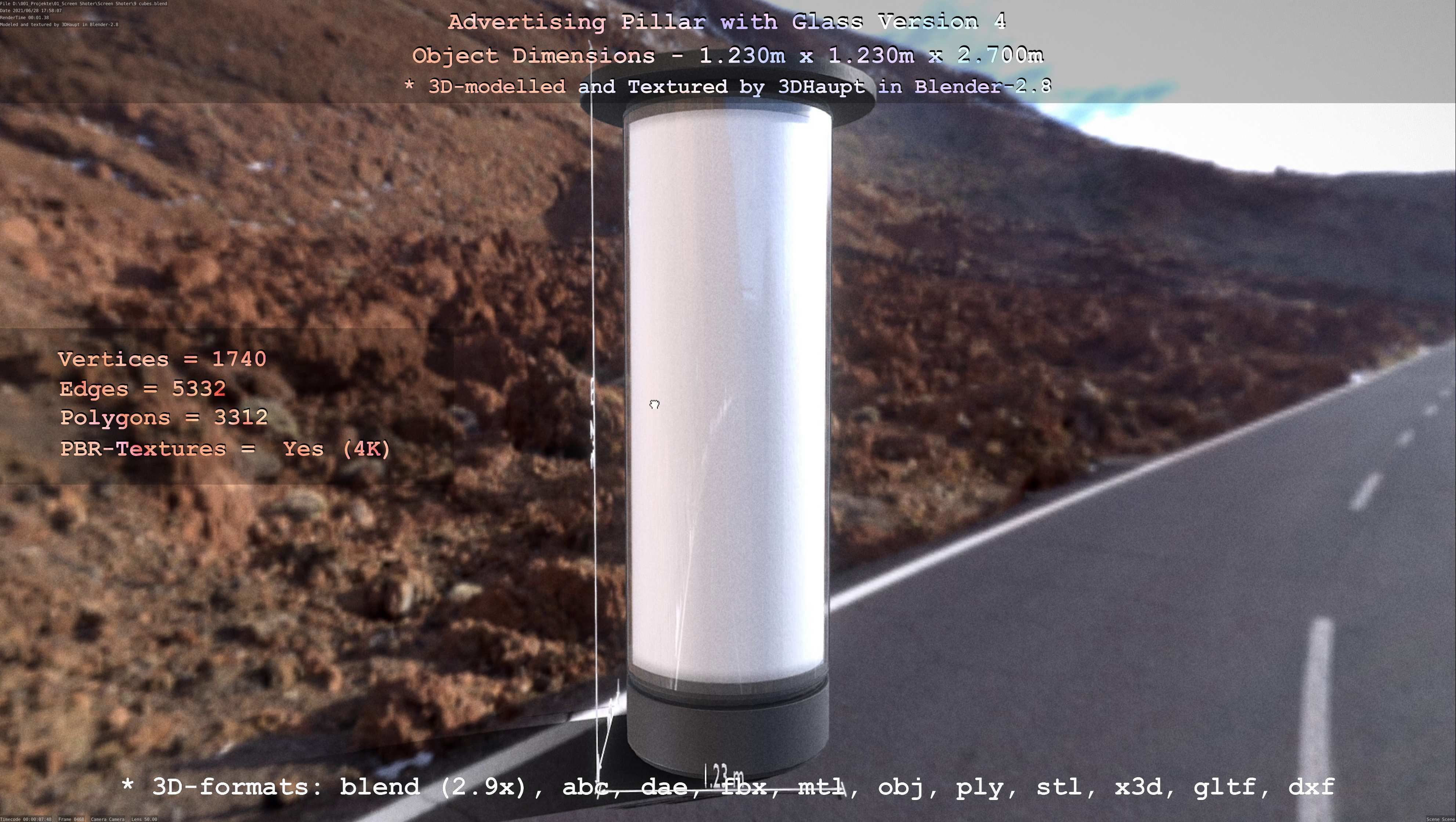 Advertising Pillar with Glass 4 Low-poly 3D model_89