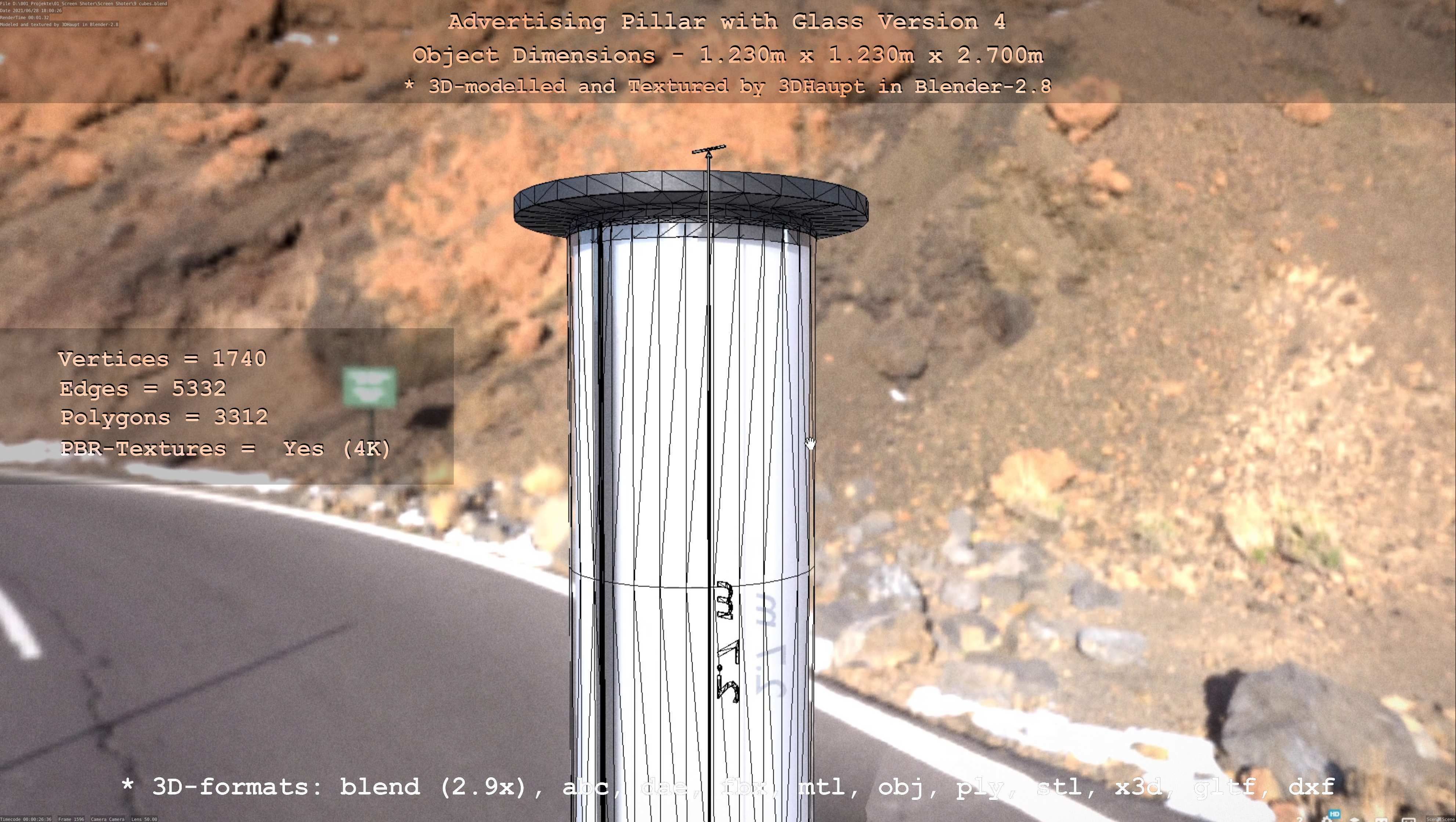 Advertising Pillar with Glass 4 Low-poly 3D model_41