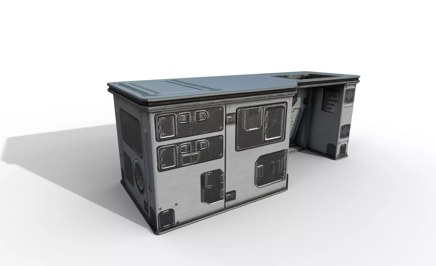 Sci fi Desk - Space Bunker Low-poly 3D model