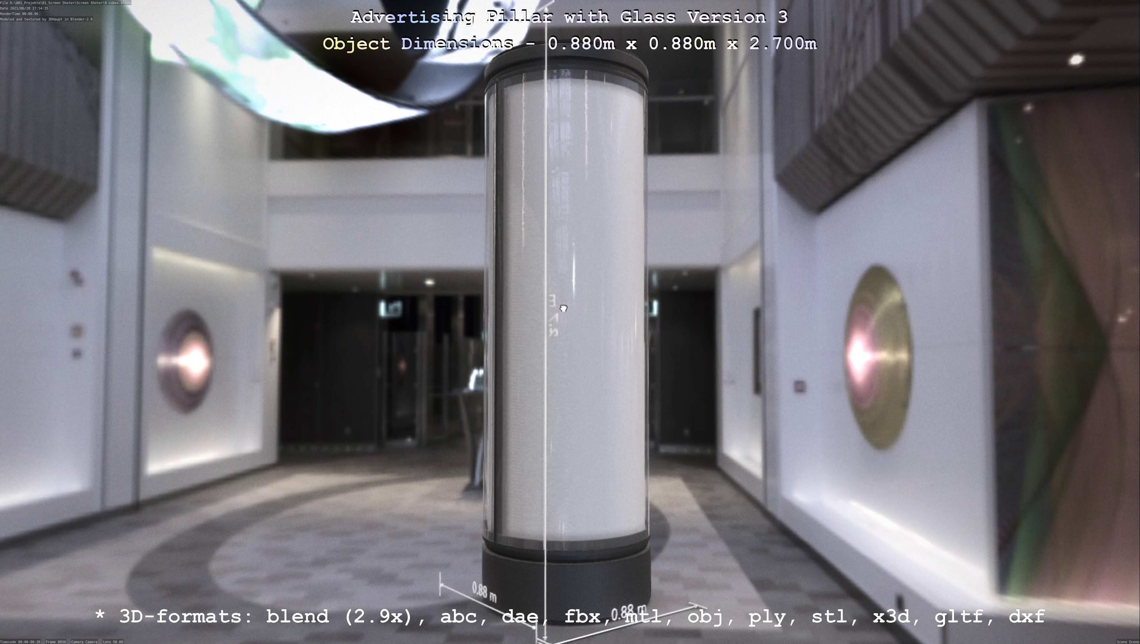 Advertising Pillar with Glass 3 Low-poly 3D model_71