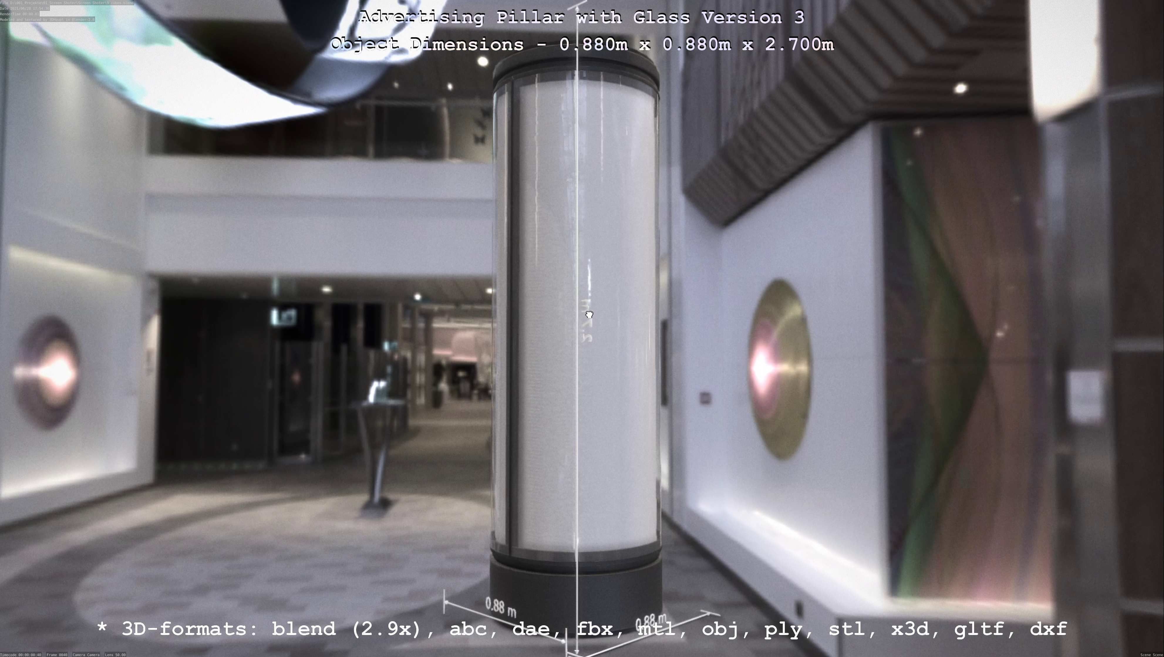 Advertising Pillar with Glass 3 Low-poly 3D model_72