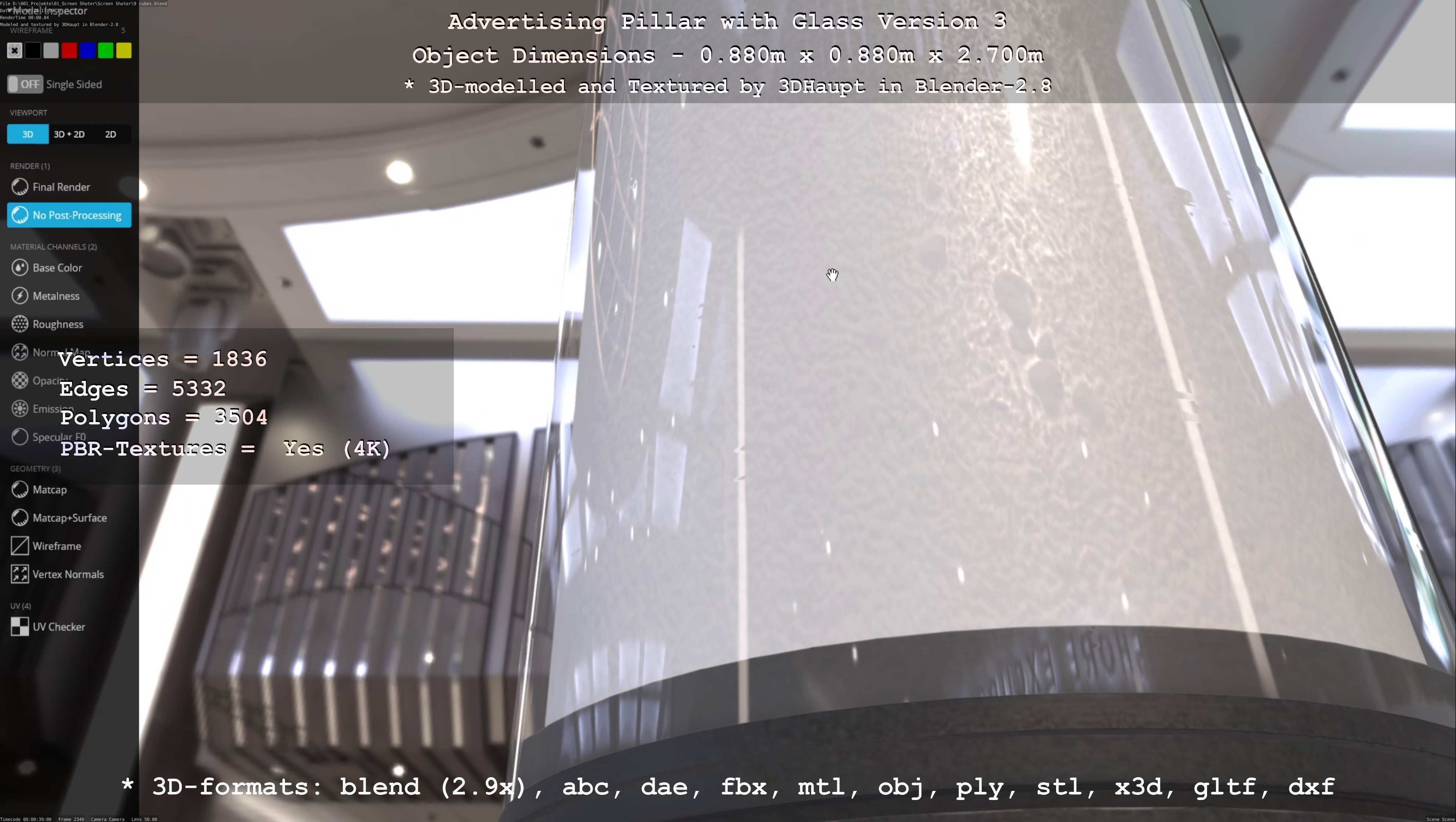 Advertising Pillar with Glass 3 Low-poly 3D model_27