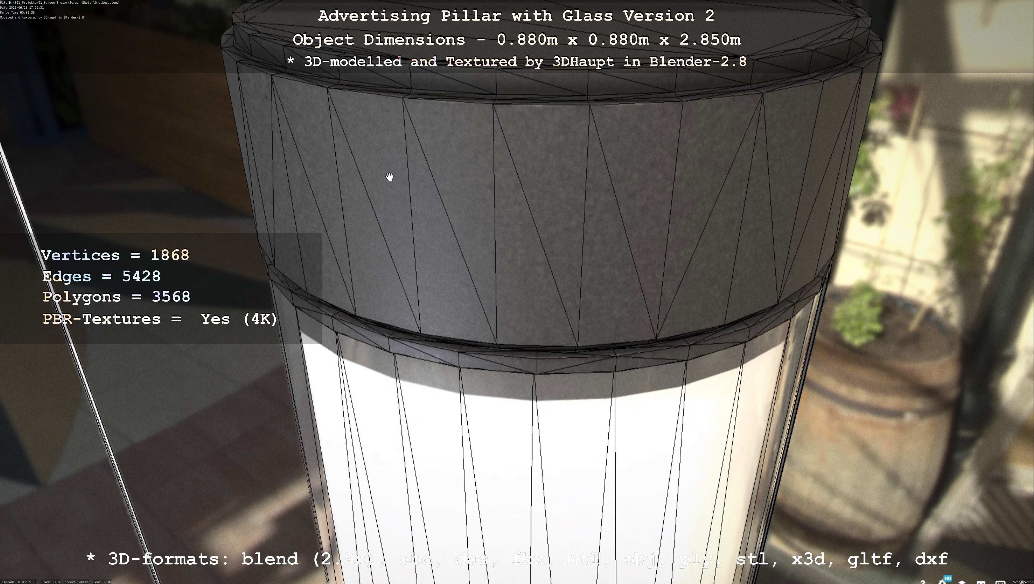 Advertising Pillar with Glass 2 Low-poly 3D model_72