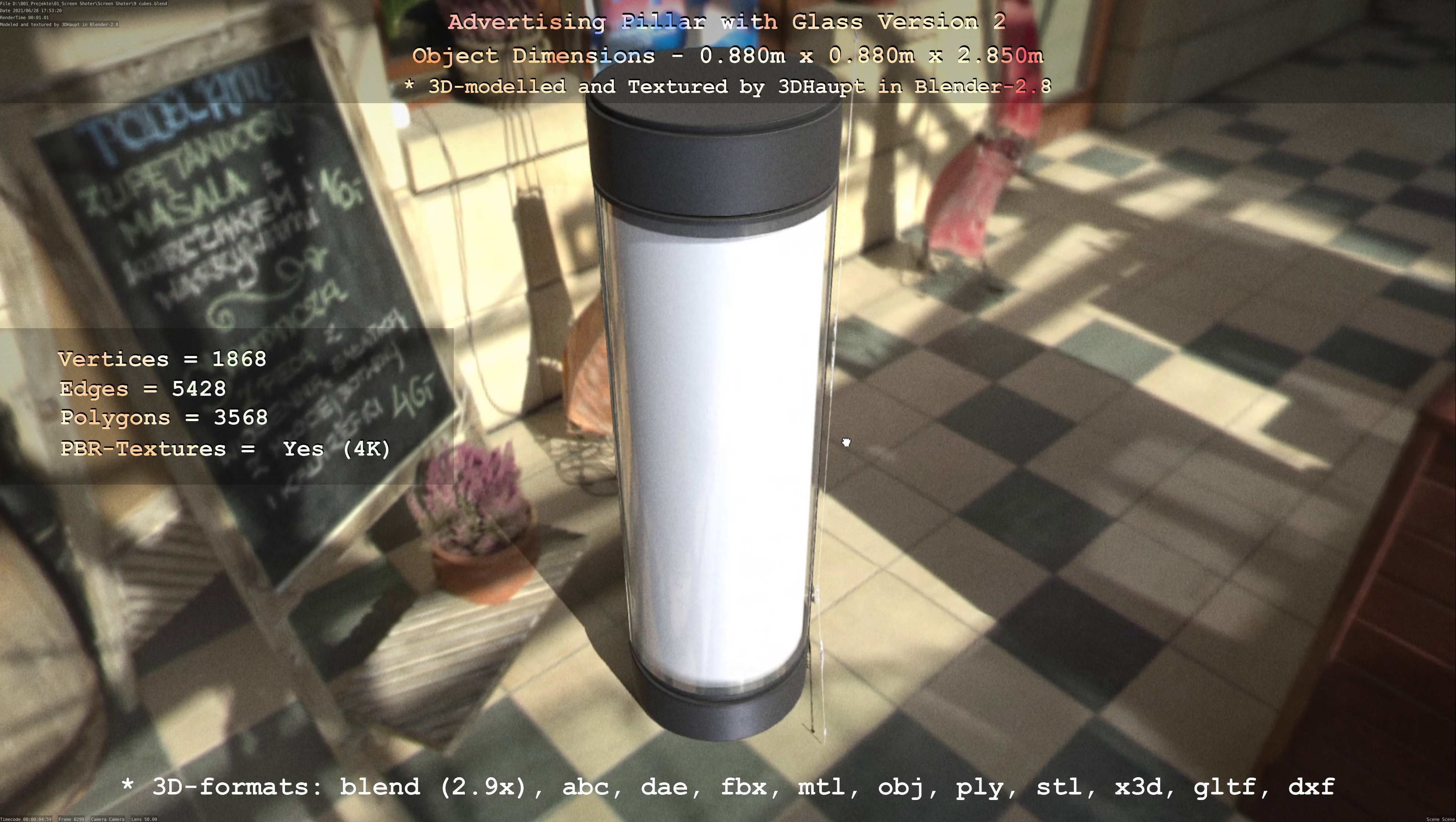 Advertising Pillar with Glass 2 Low-poly 3D model_98