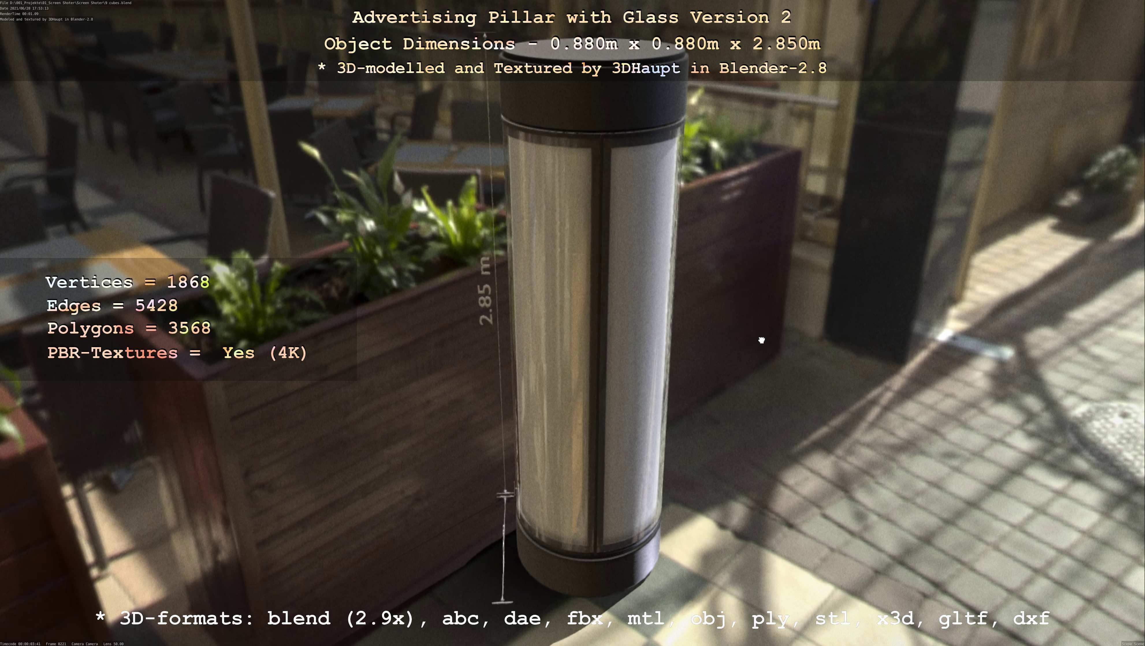 Advertising Pillar with Glass 2 Low-poly 3D model_95