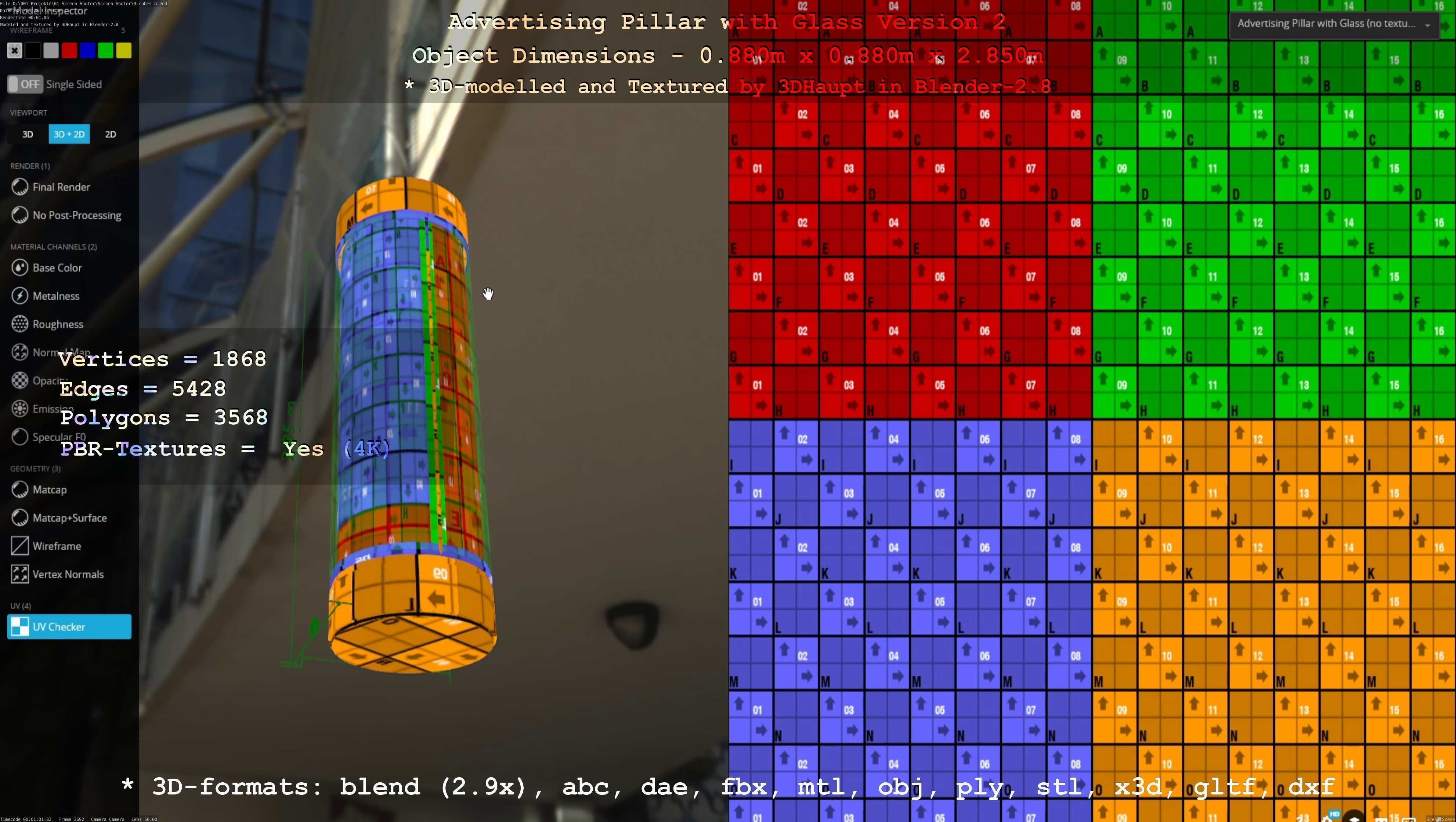 Advertising Pillar with Glass 2 Low-poly 3D model_33