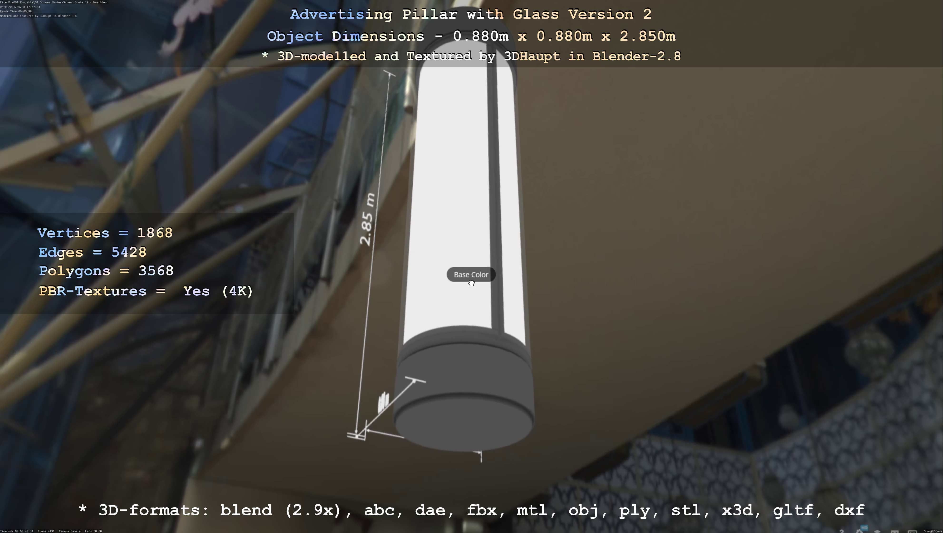 Advertising Pillar with Glass 2 Low-poly 3D model_85