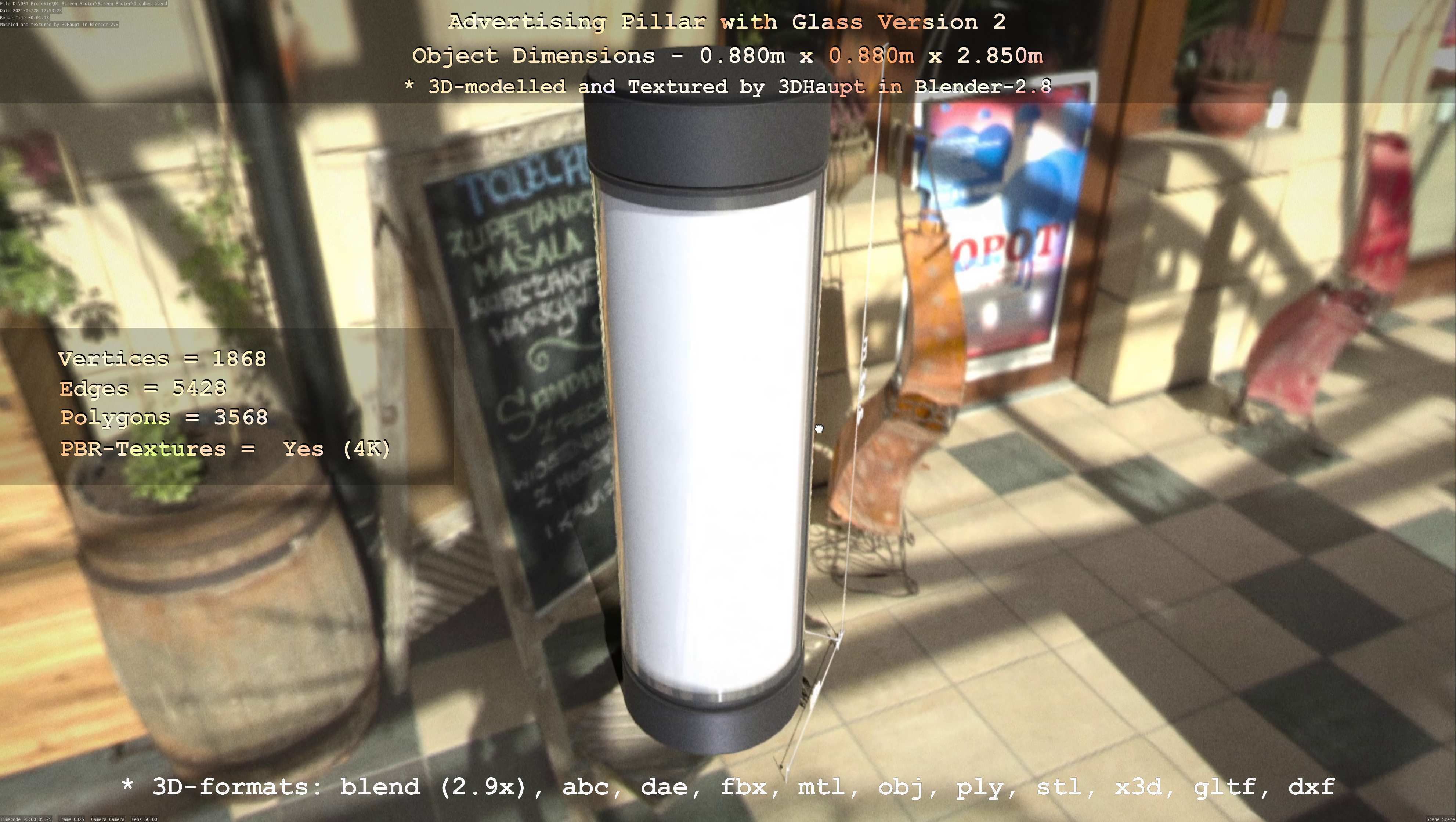 Advertising Pillar with Glass 2 Low-poly 3D model_99