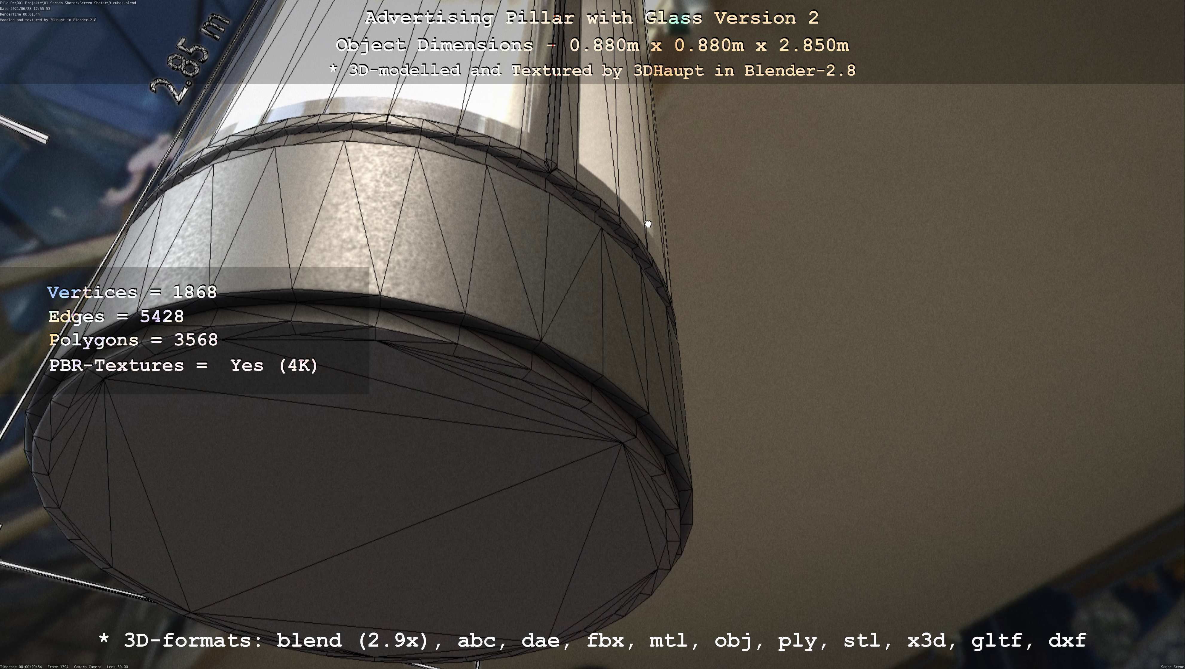 Advertising Pillar with Glass 2 Low-poly 3D model_59