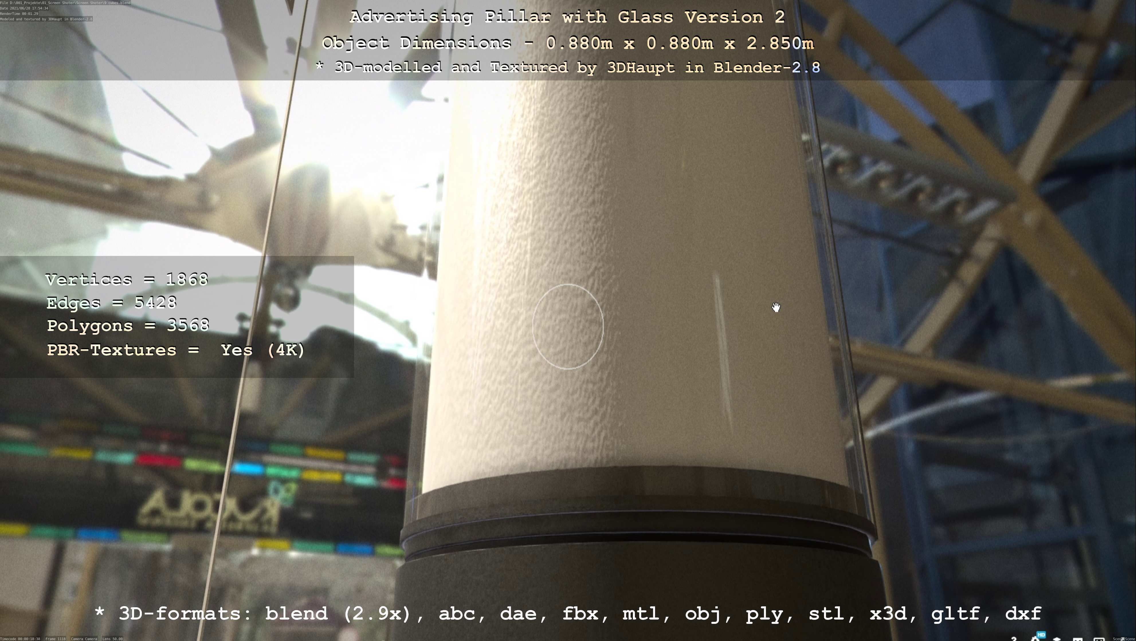 Advertising Pillar with Glass 2 Low-poly 3D model_135