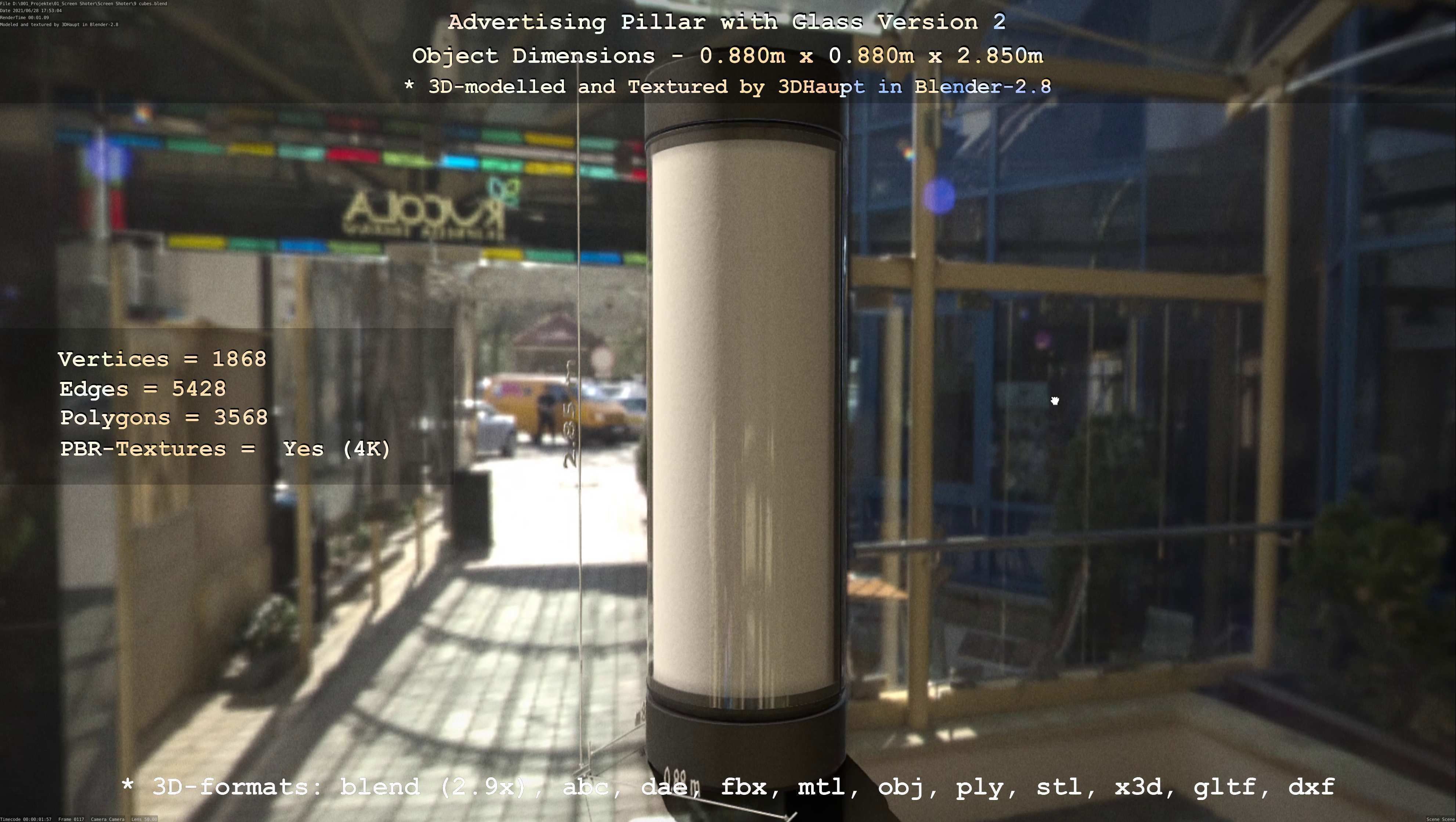 Advertising Pillar with Glass 2 Low-poly 3D model_36