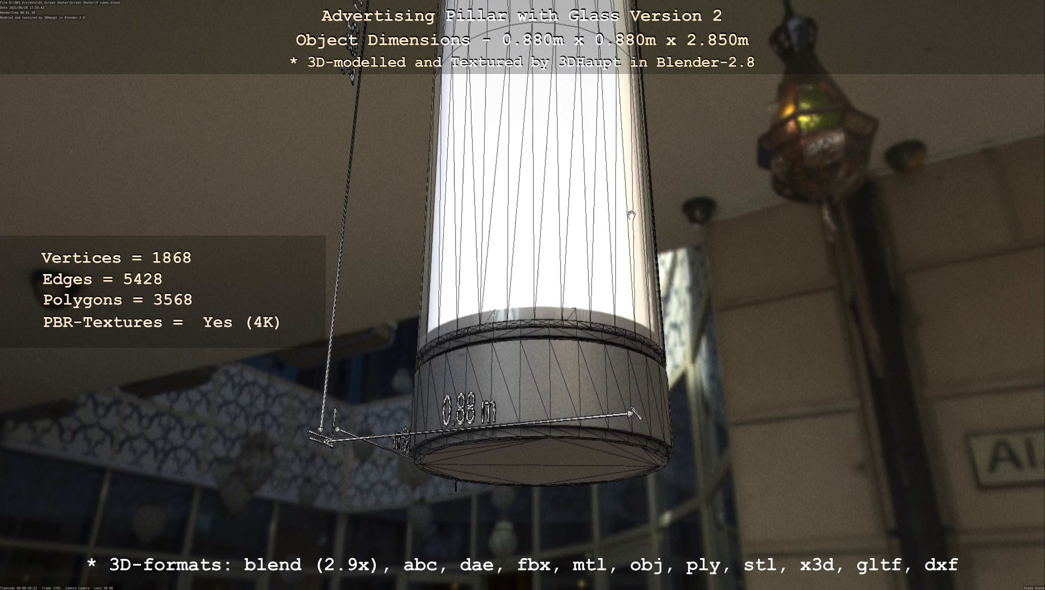 Advertising Pillar with Glass 2 Low-poly 3D model_58