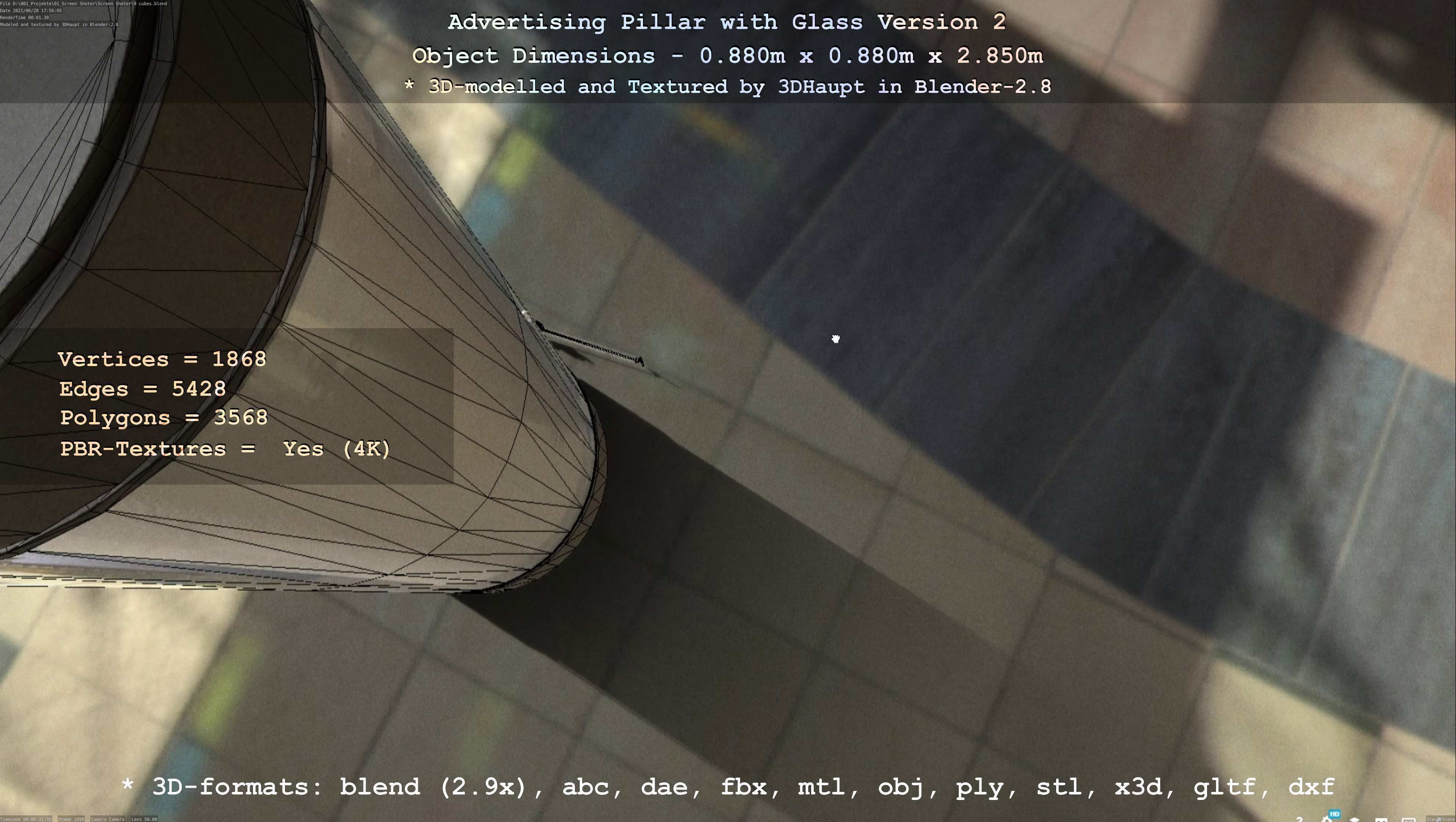 Advertising Pillar with Glass 2 Low-poly 3D model_62