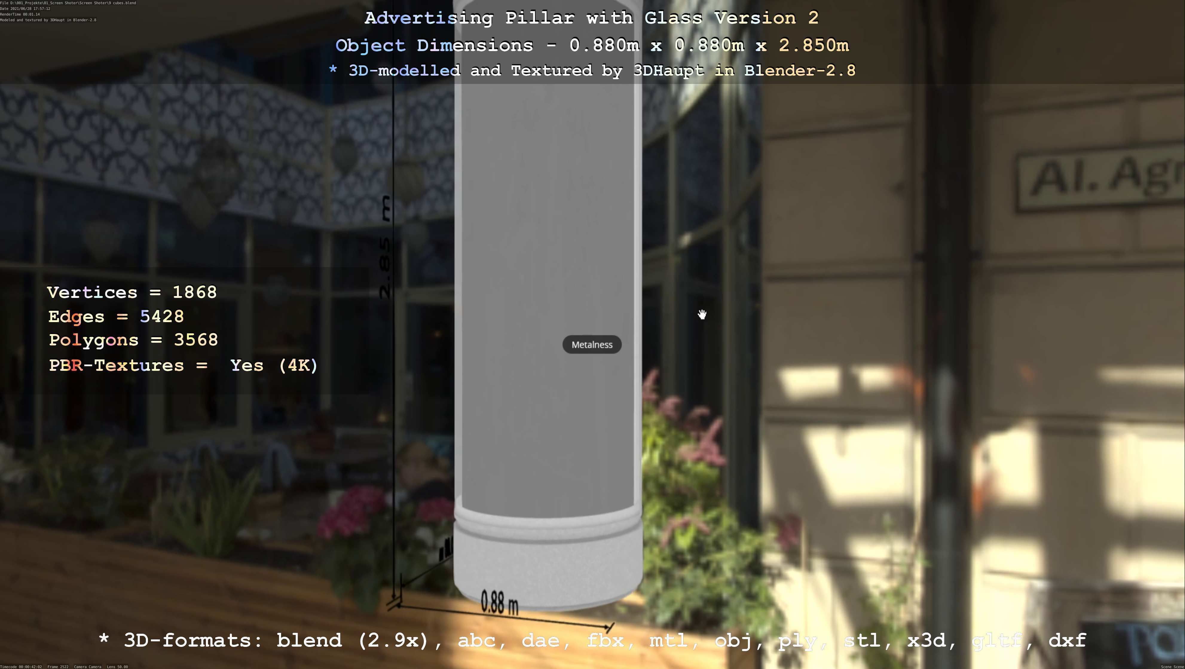 Advertising Pillar with Glass 2 Low-poly 3D model_26