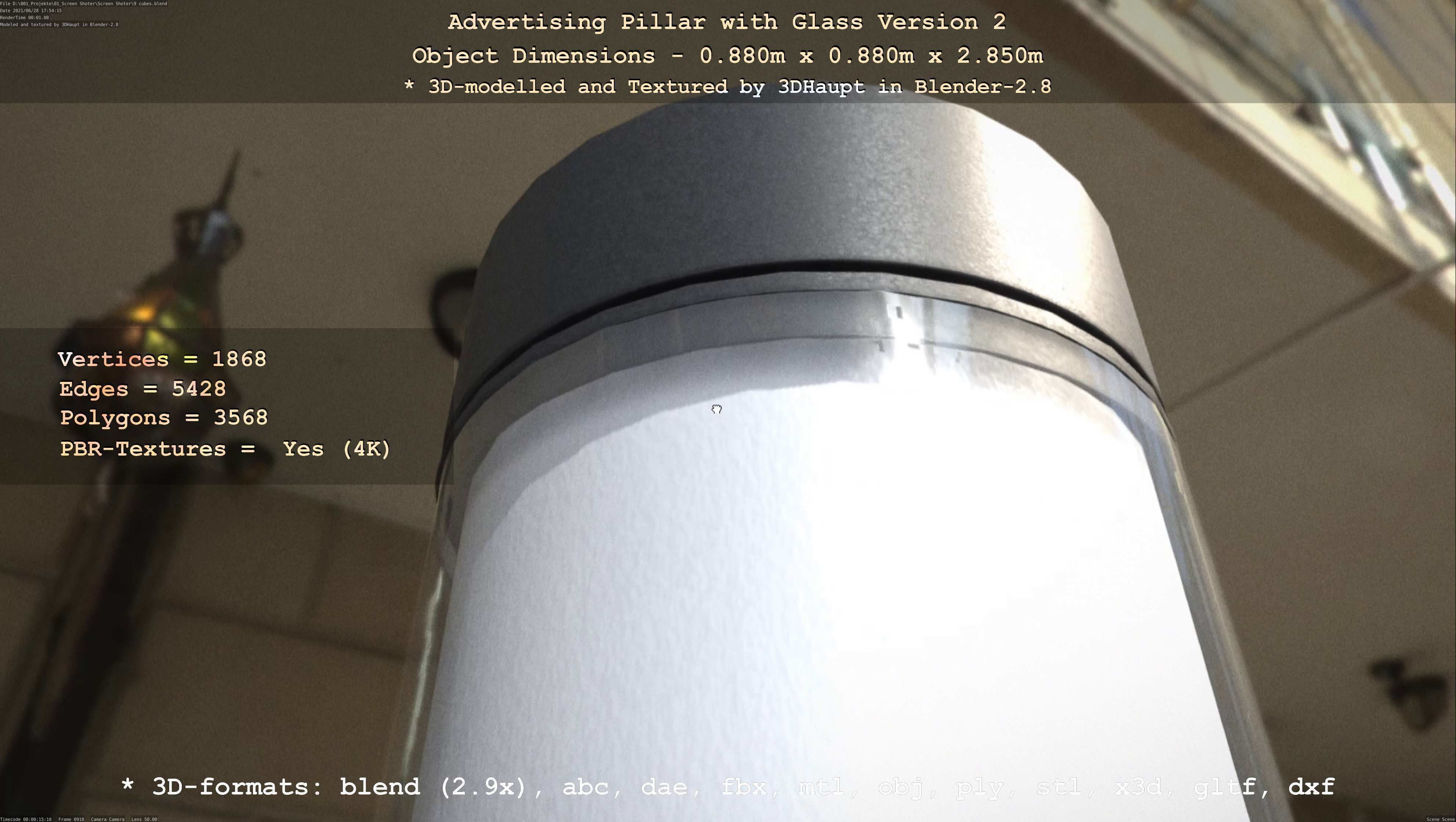 Advertising Pillar with Glass 2 Low-poly 3D model_125