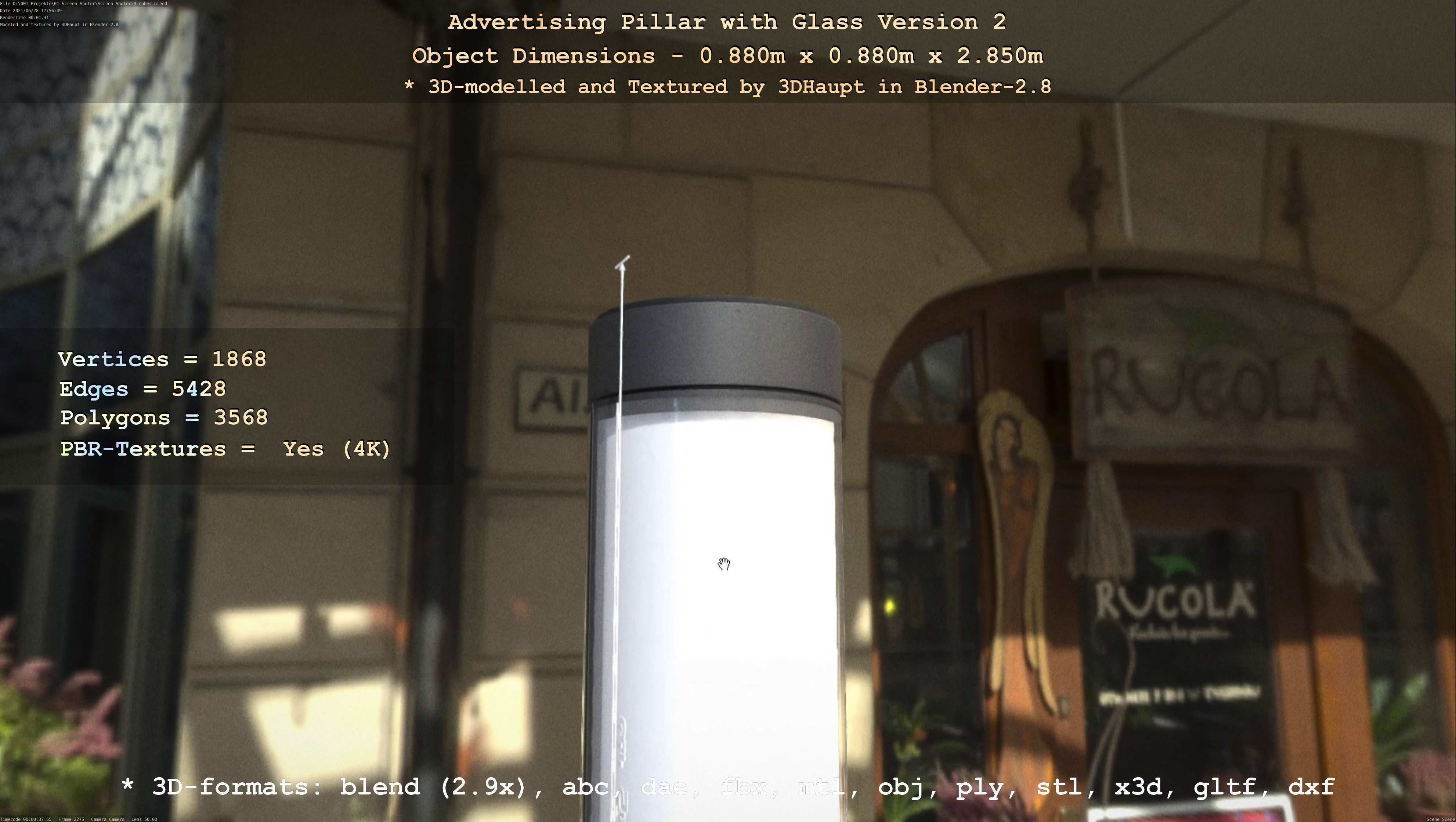 Advertising Pillar with Glass 2 Low-poly 3D model_79