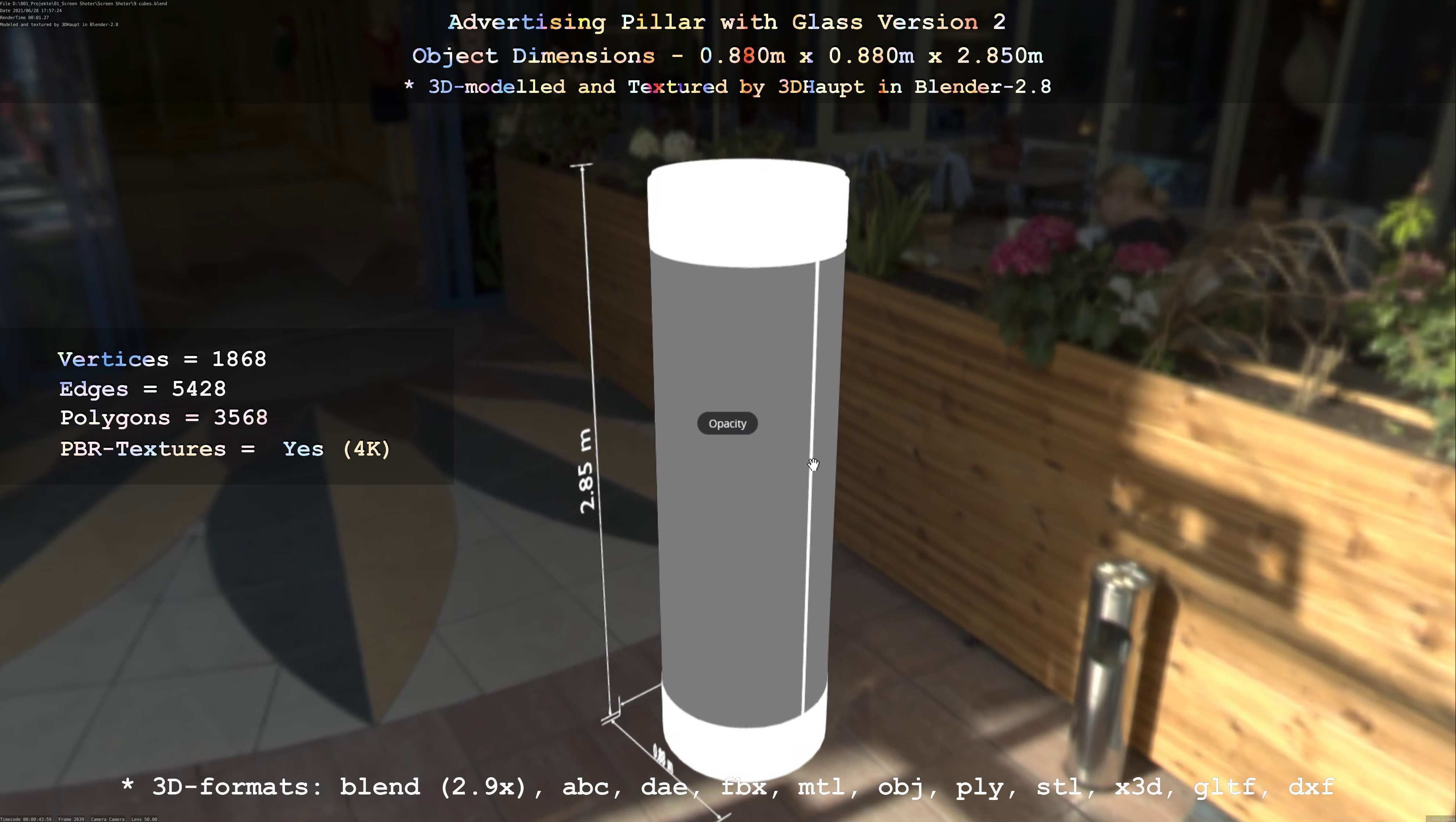 Advertising Pillar with Glass 2 Low-poly 3D model_28