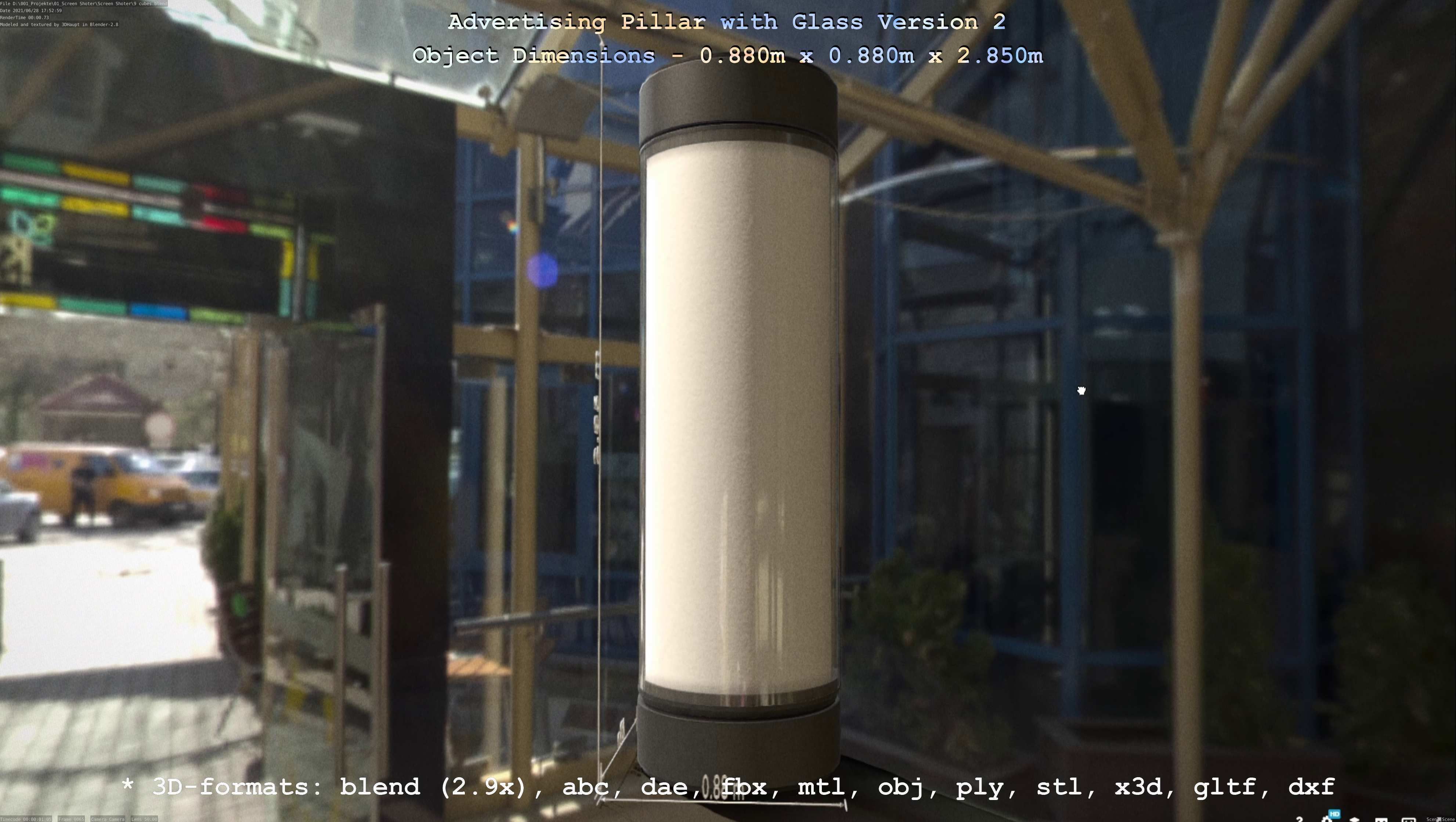 Advertising Pillar with Glass 2 Low-poly 3D model_90