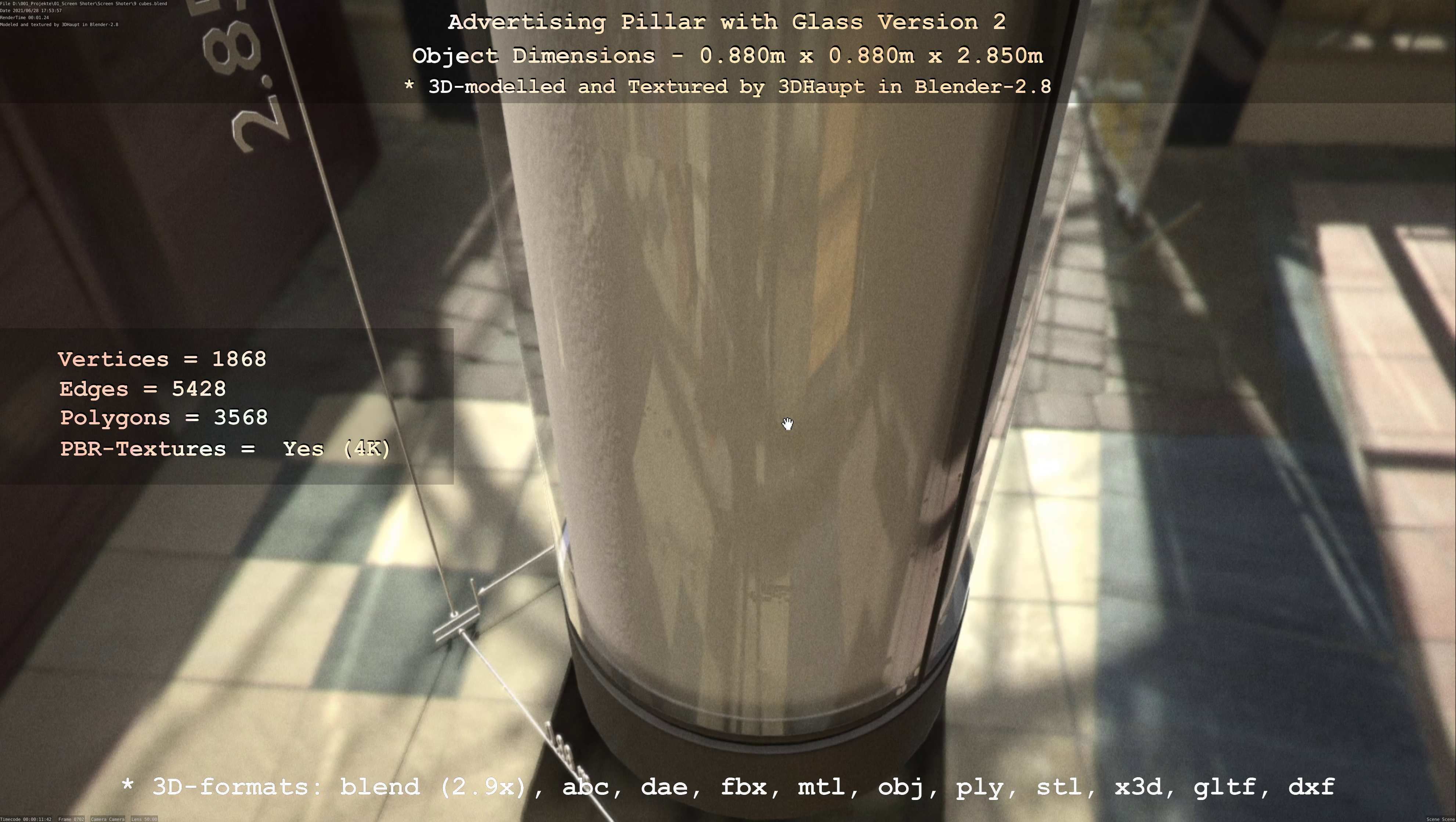Advertising Pillar with Glass 2 Low-poly 3D model_116