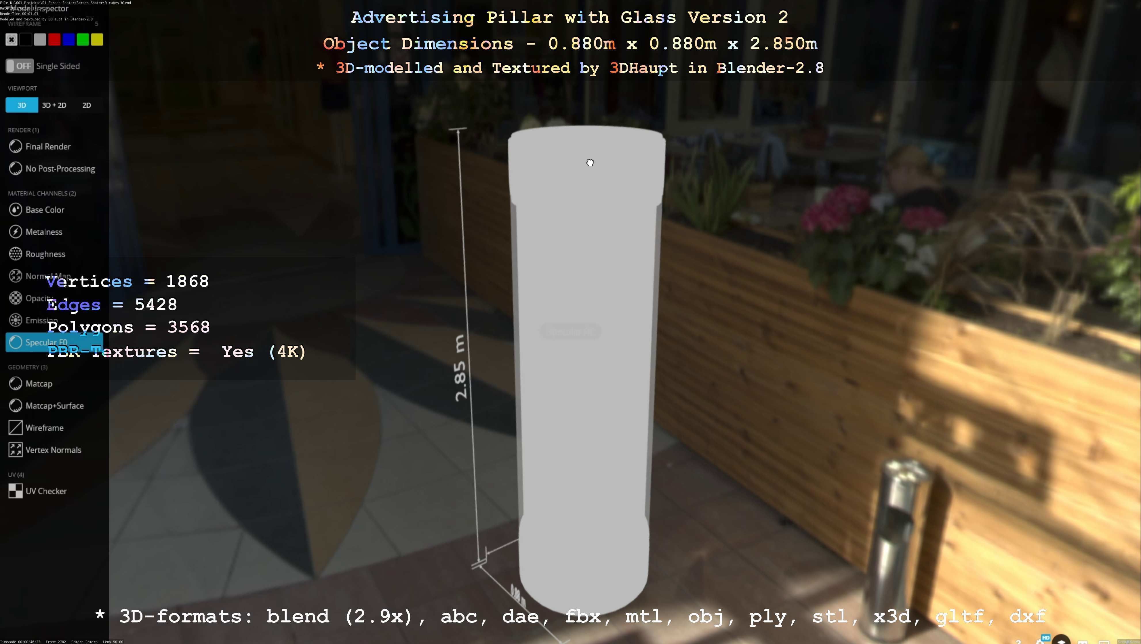 Advertising Pillar with Glass 2 Low-poly 3D model_29