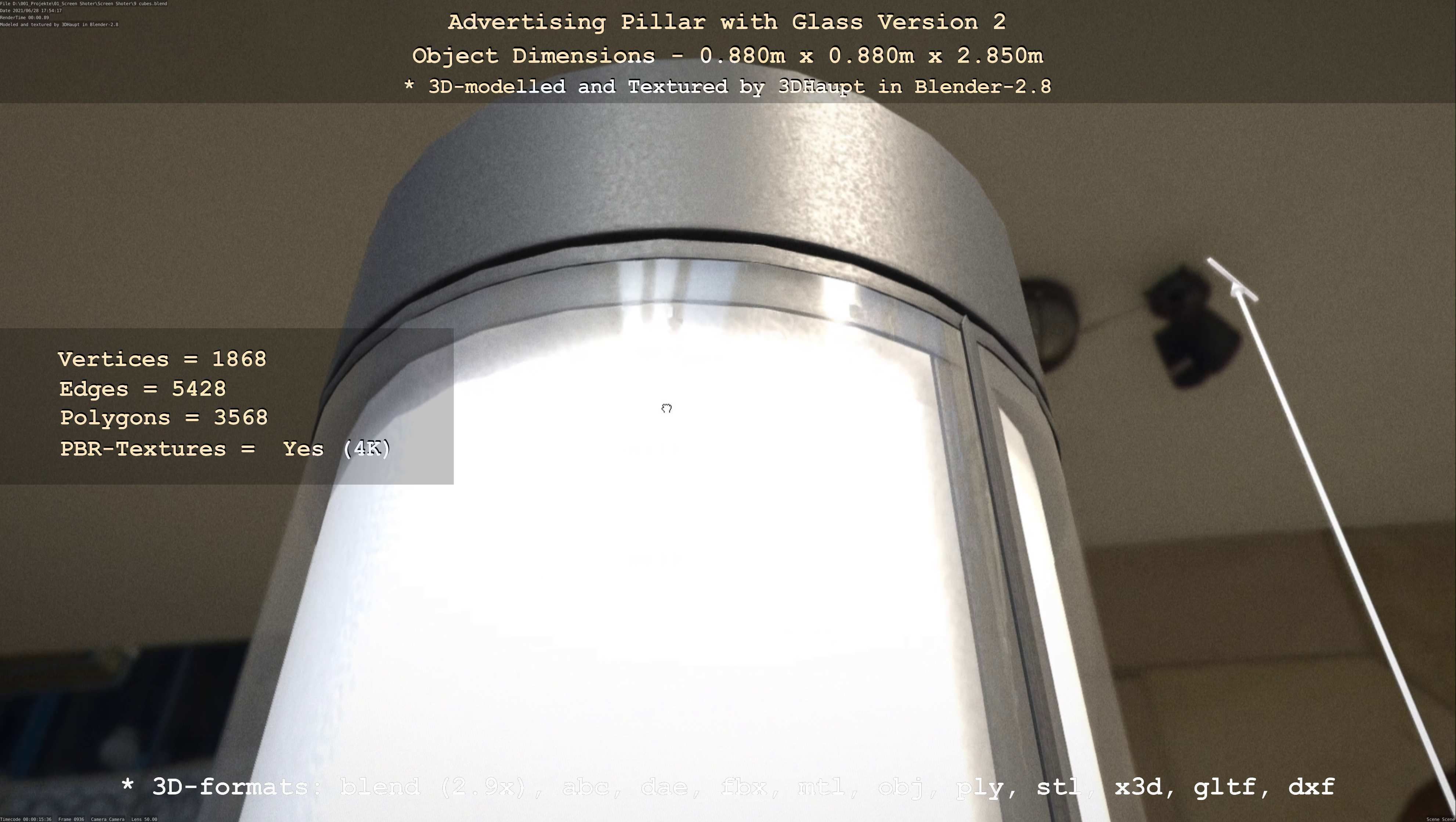 Advertising Pillar with Glass 2 Low-poly 3D model_127