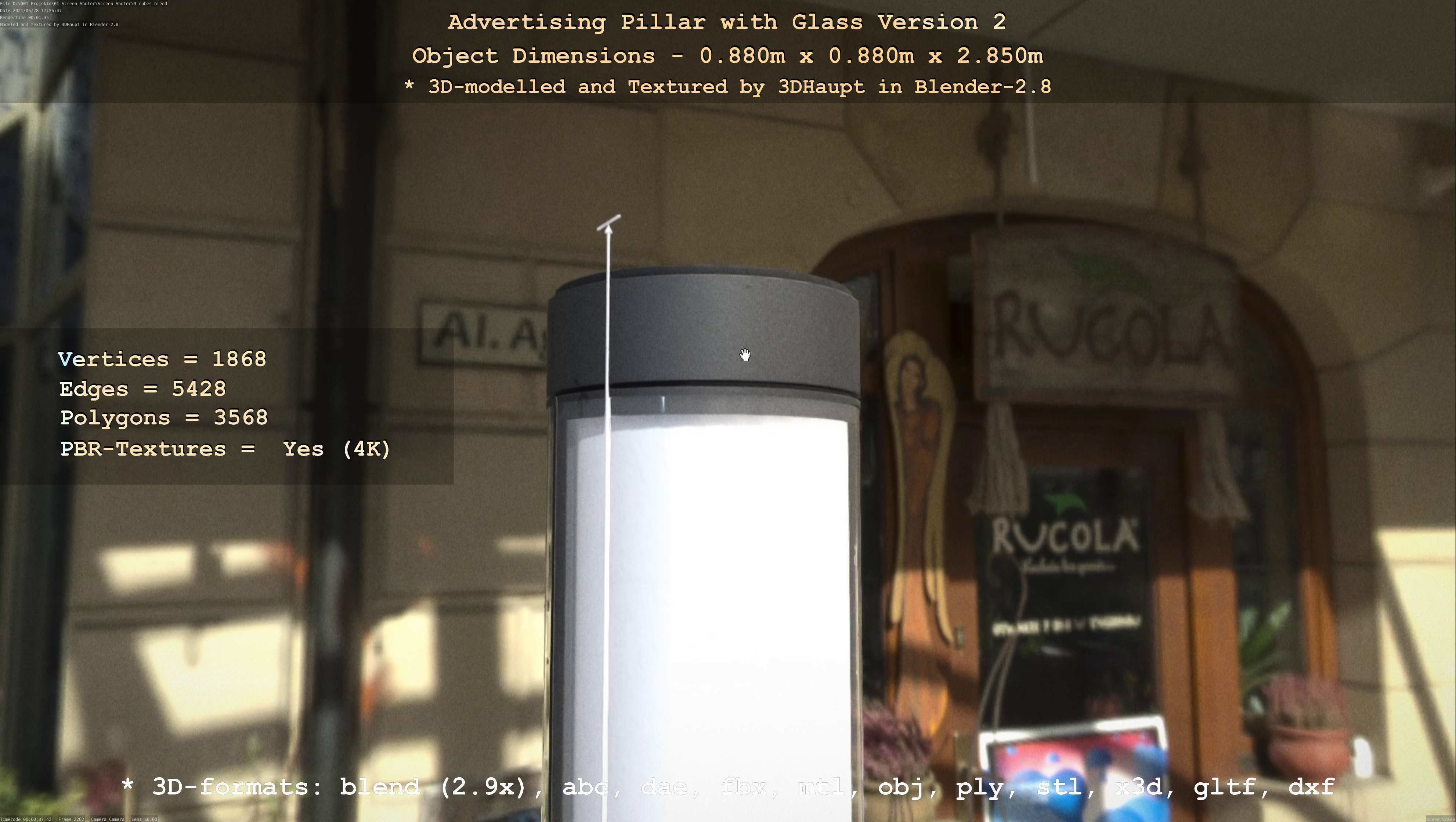 Advertising Pillar with Glass 2 Low-poly 3D model_77