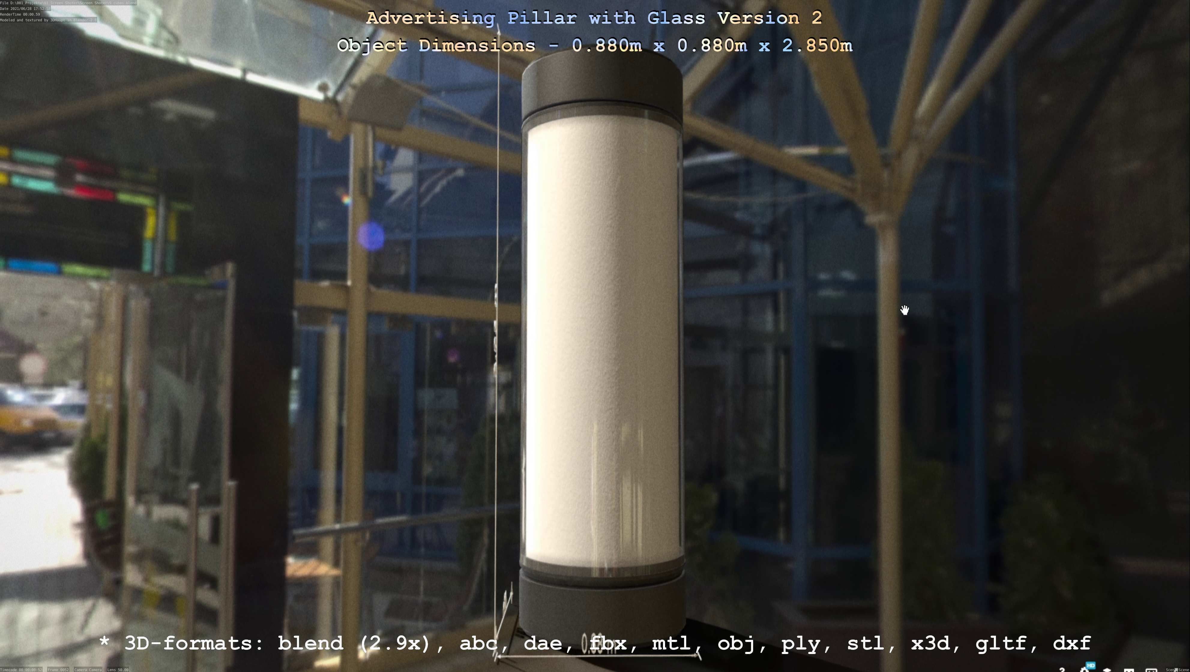 Advertising Pillar with Glass 2 Low-poly 3D model_88