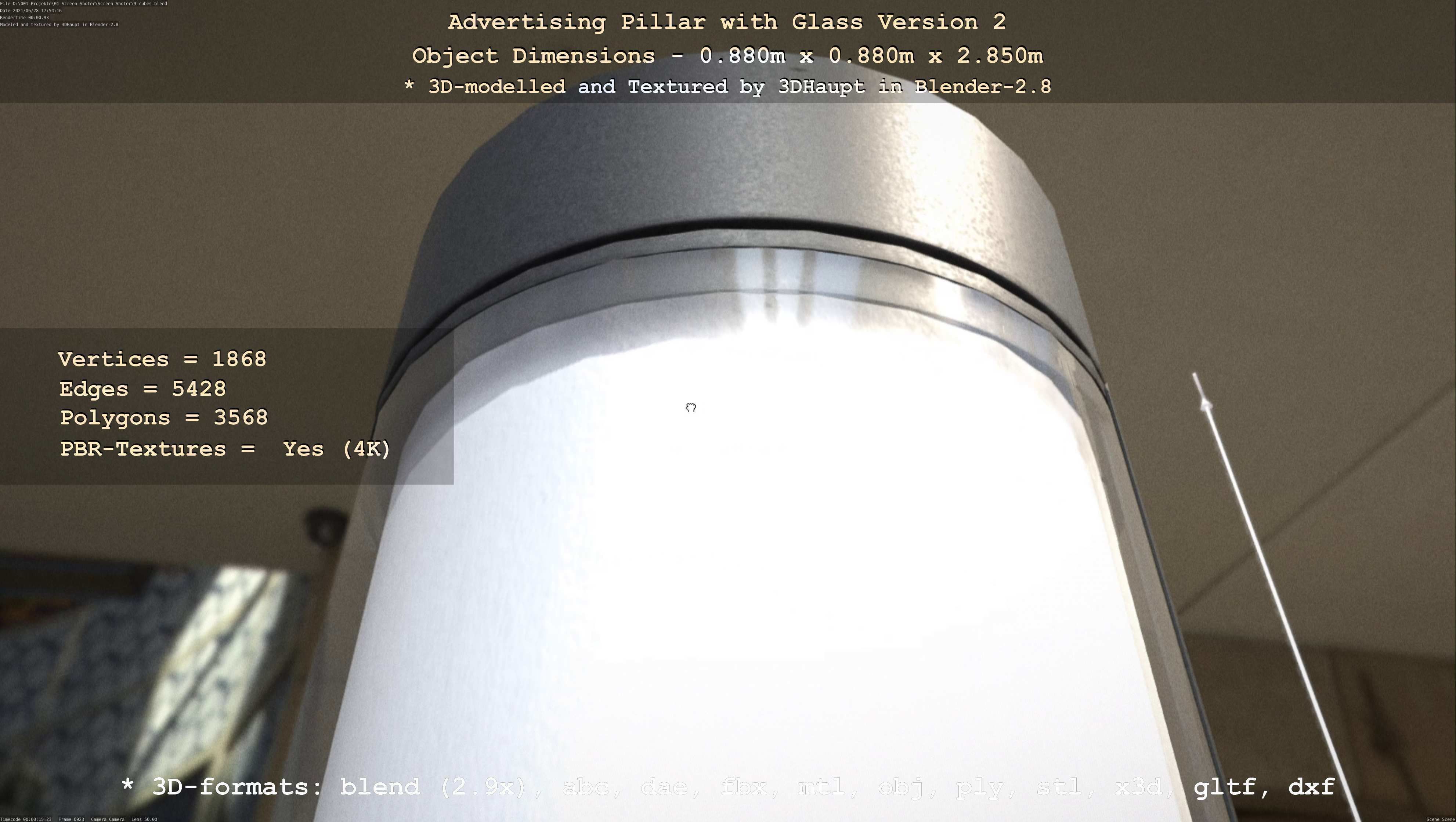 Advertising Pillar with Glass 2 Low-poly 3D model_126