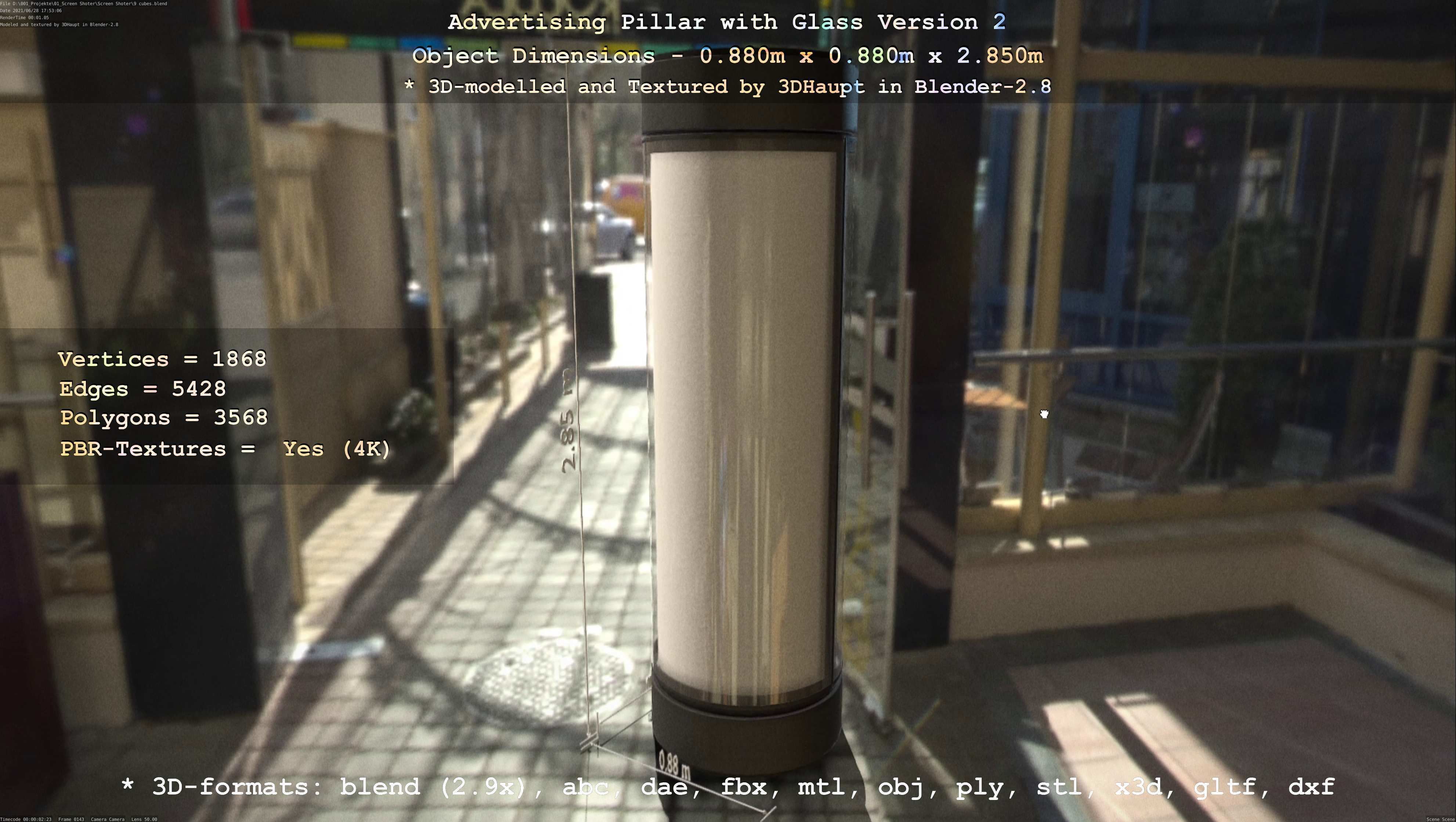 Advertising Pillar with Glass 2 Low-poly 3D model_37