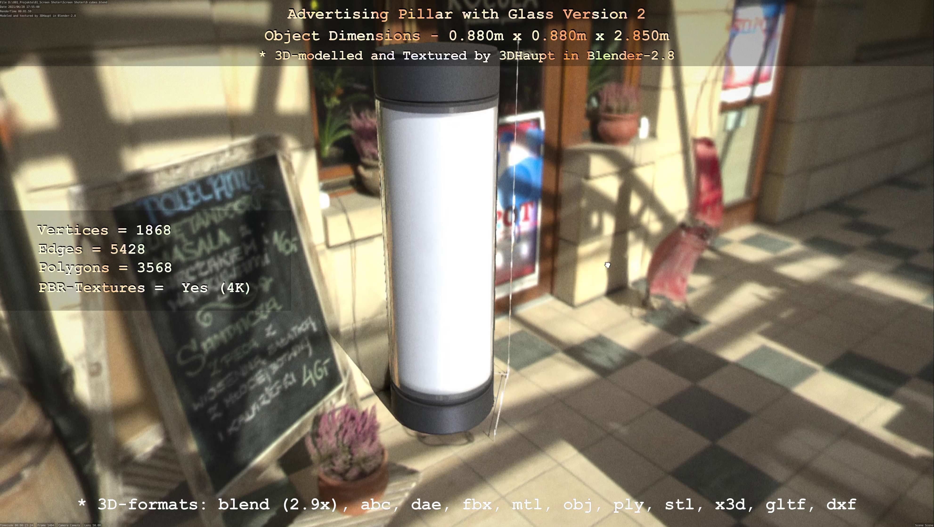Advertising Pillar with Glass 2 Low-poly 3D model_54
