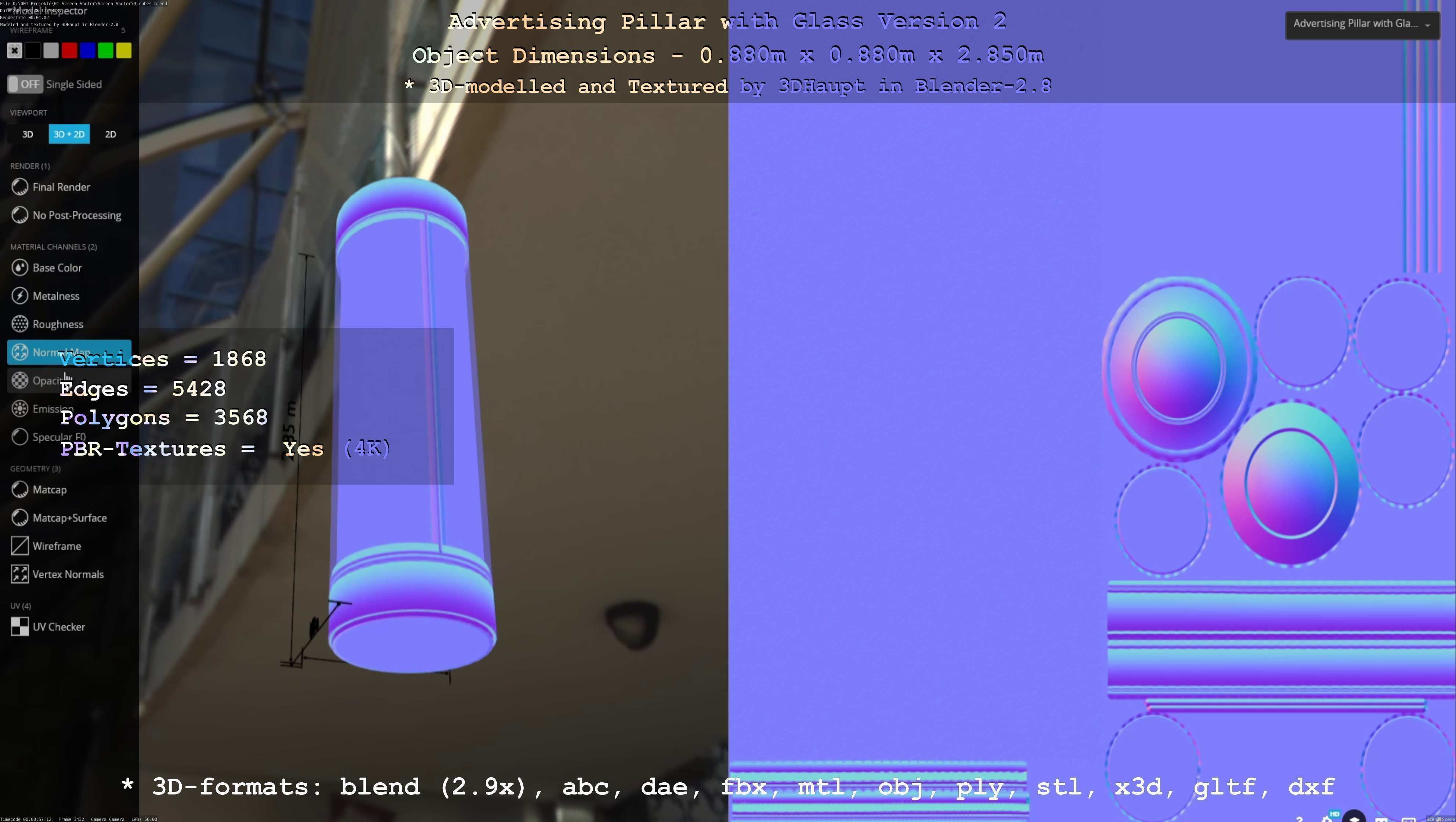 Advertising Pillar with Glass 2 Low-poly 3D model_31