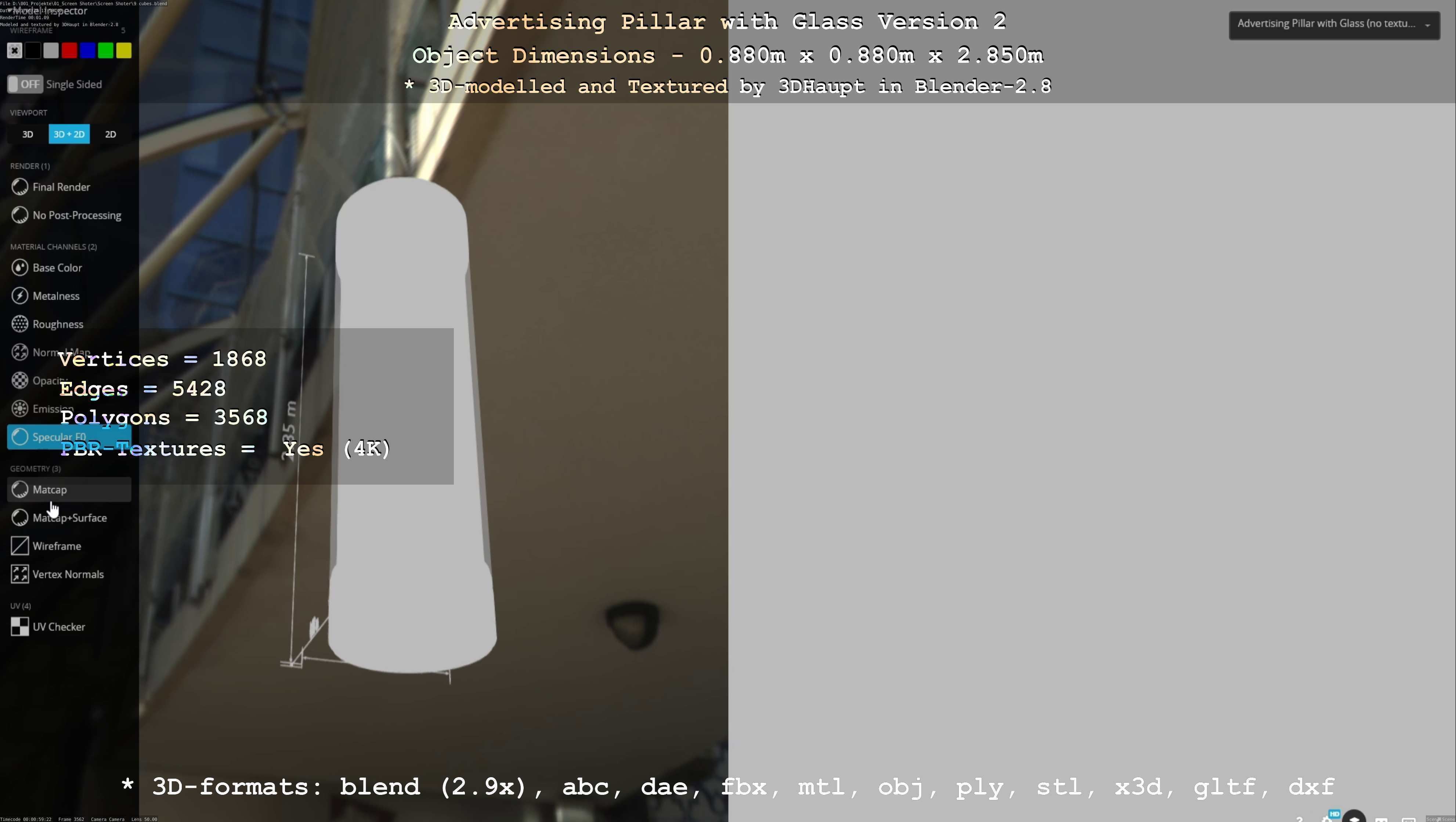 Advertising Pillar with Glass 2 Low-poly 3D model_32