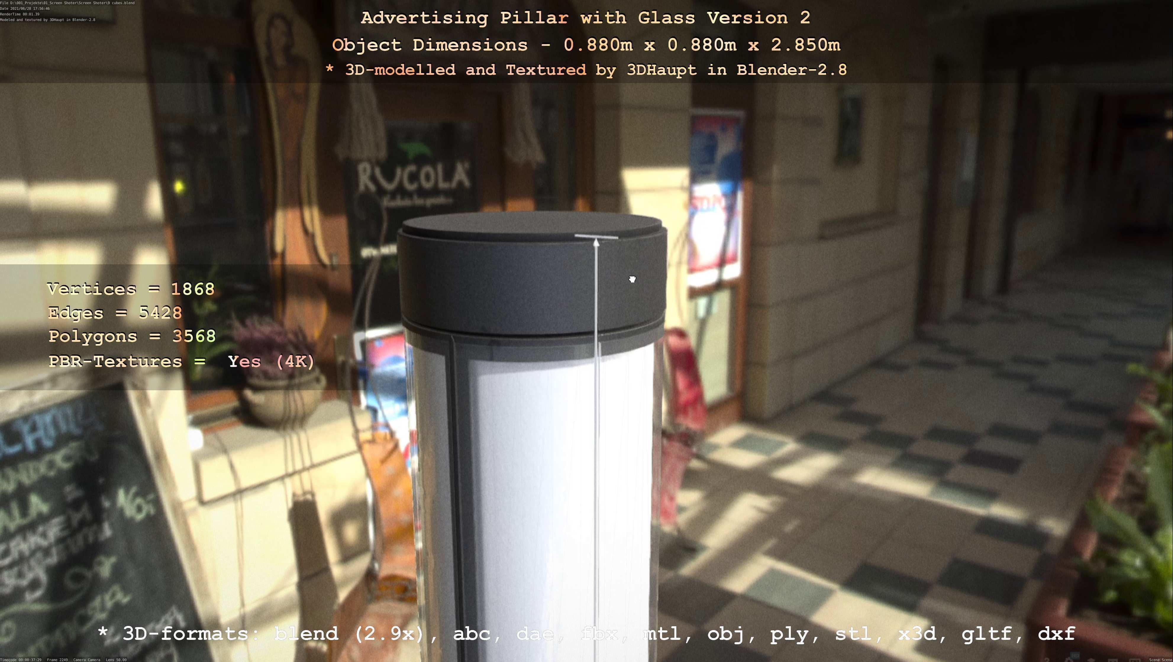 Advertising Pillar with Glass 2 Low-poly 3D model_76