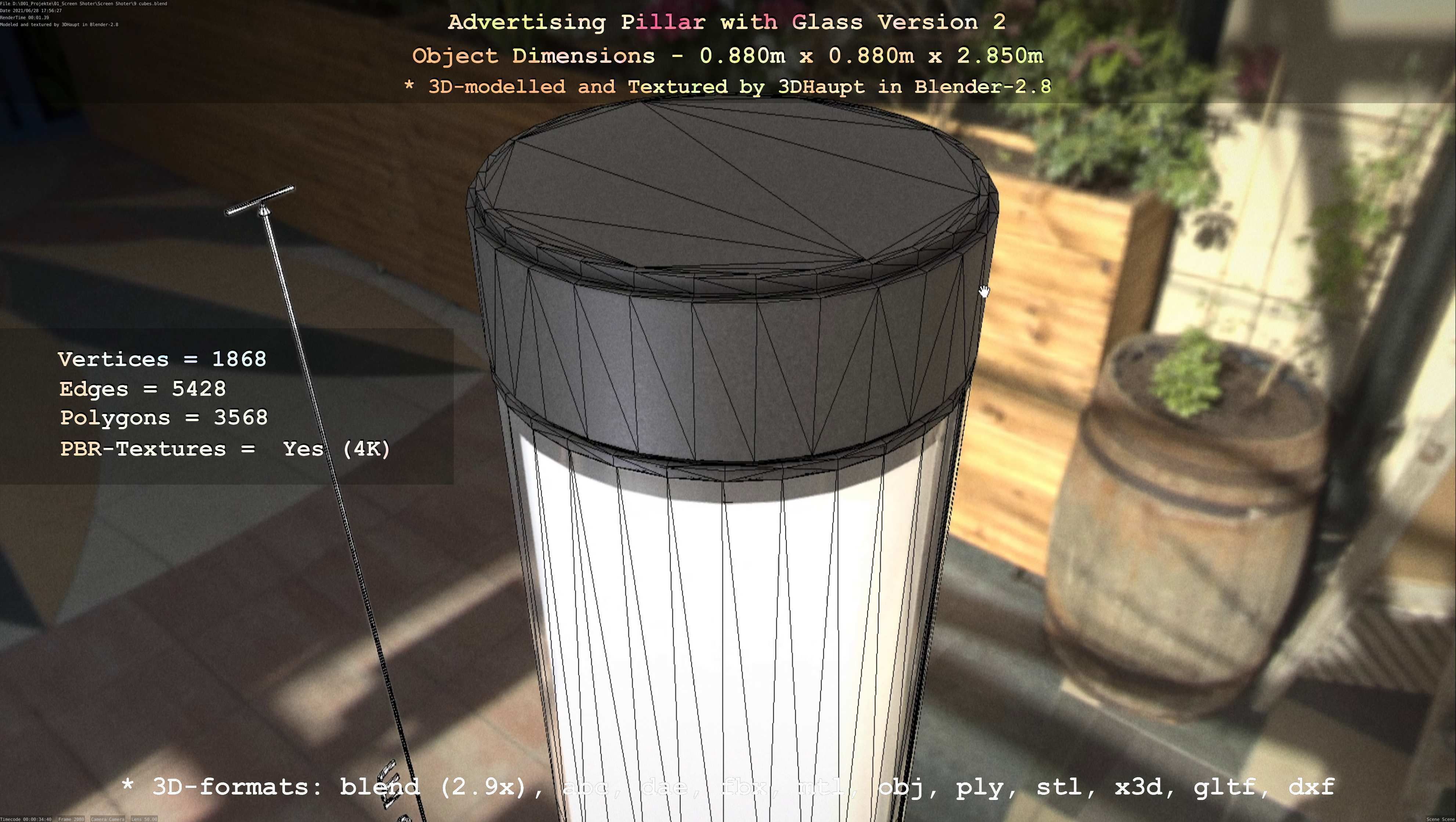 Advertising Pillar with Glass 2 Low-poly 3D model_71