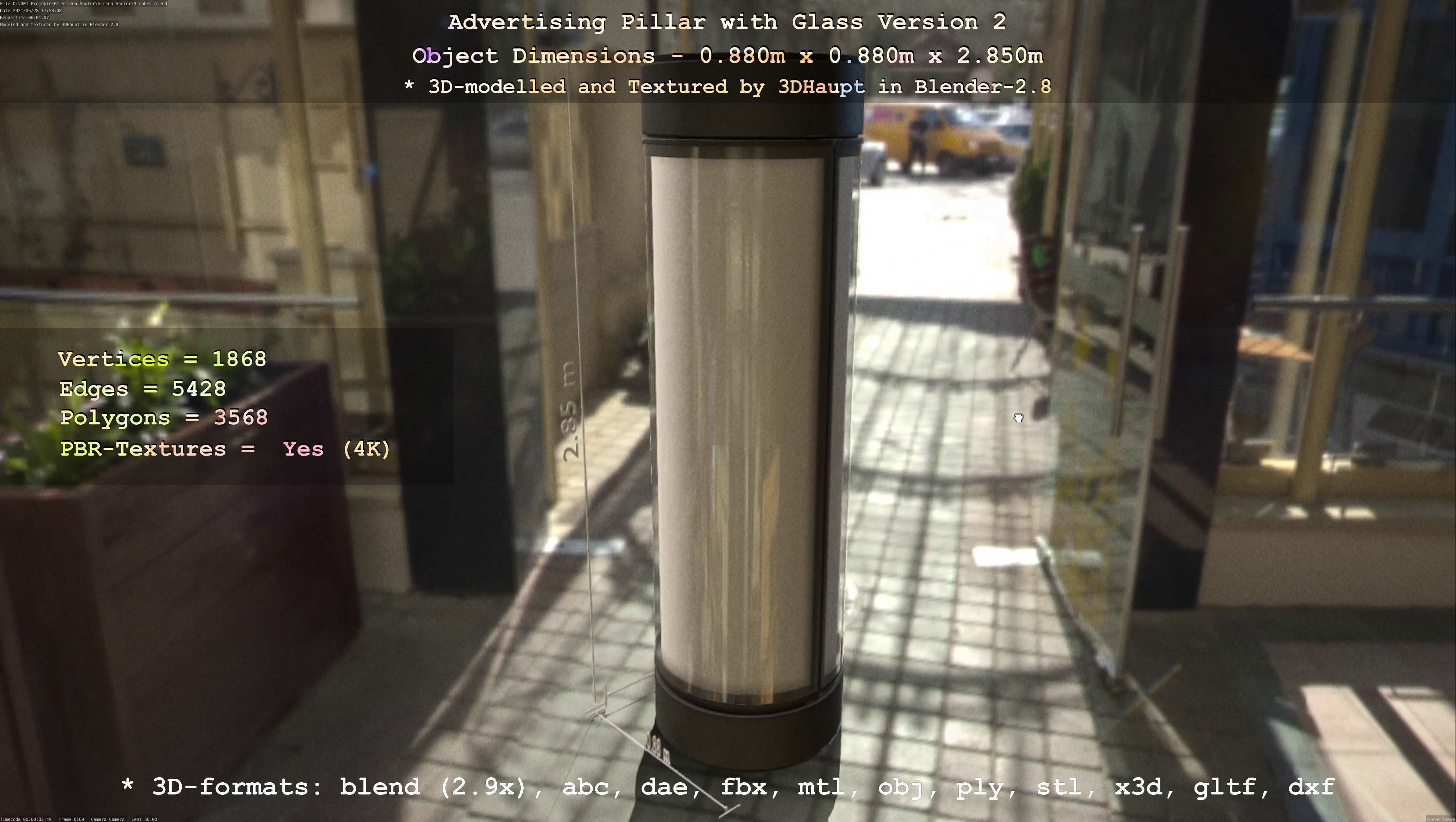 Advertising Pillar with Glass 2 Low-poly 3D model_94