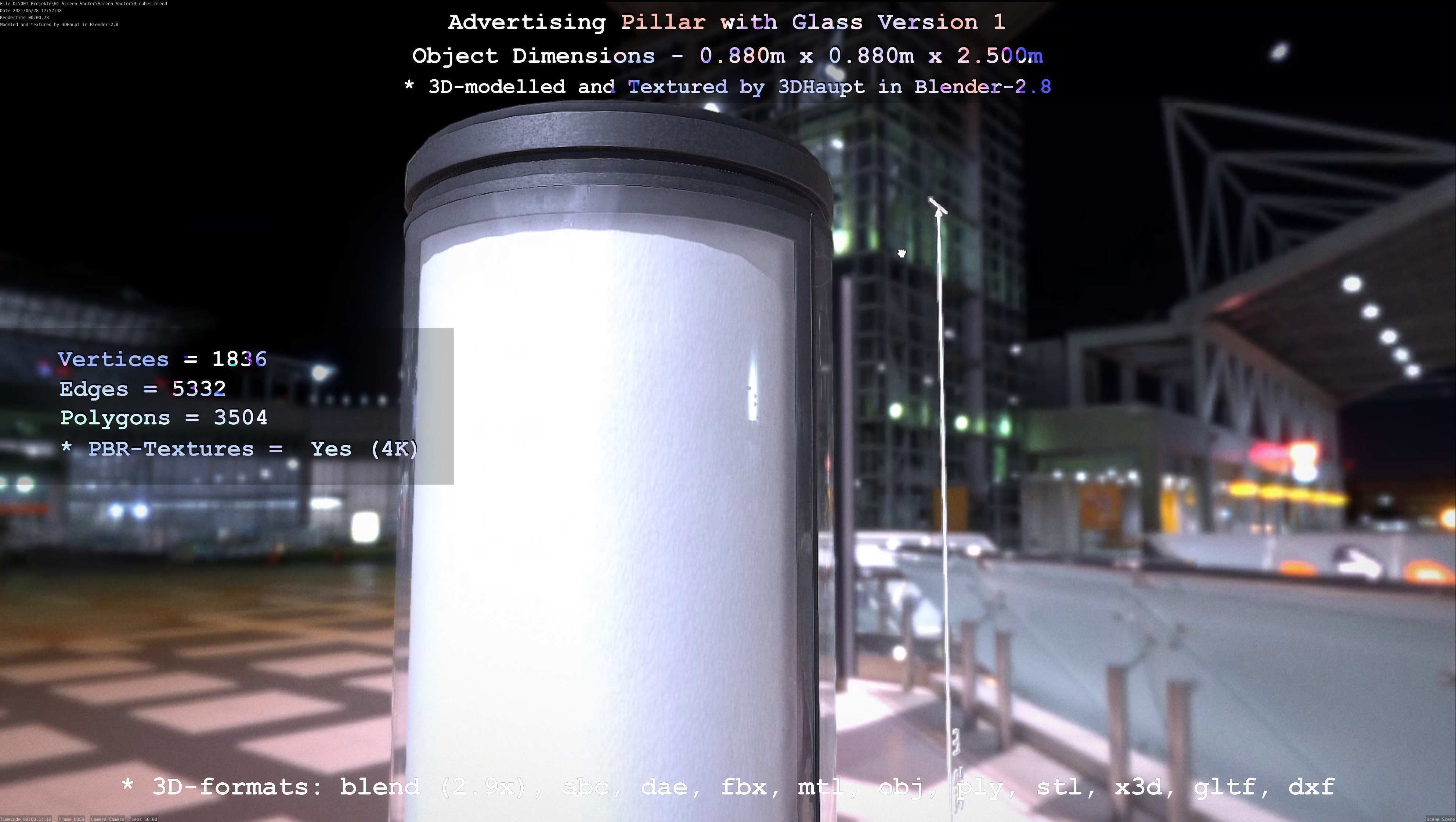 Advertising Pillar with Glass 1 Low-poly 3D model_55