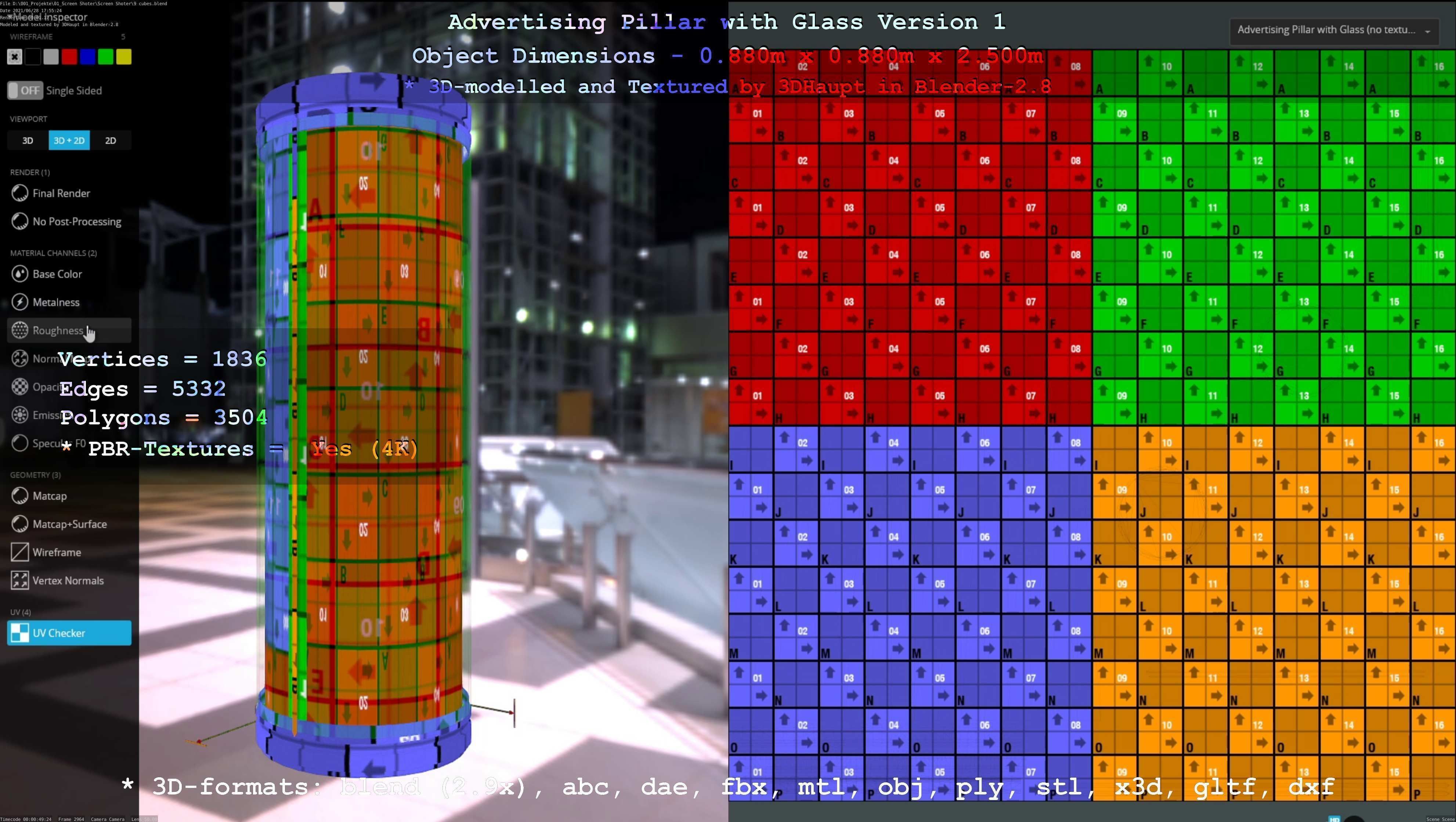 Advertising Pillar with Glass 1 Low-poly 3D model_25