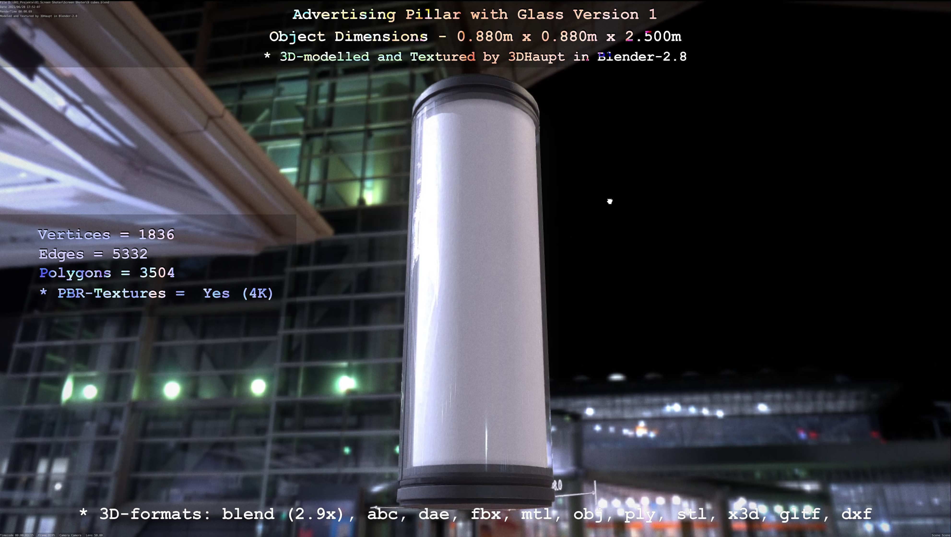 Advertising Pillar with Glass 1 Low-poly 3D model_77