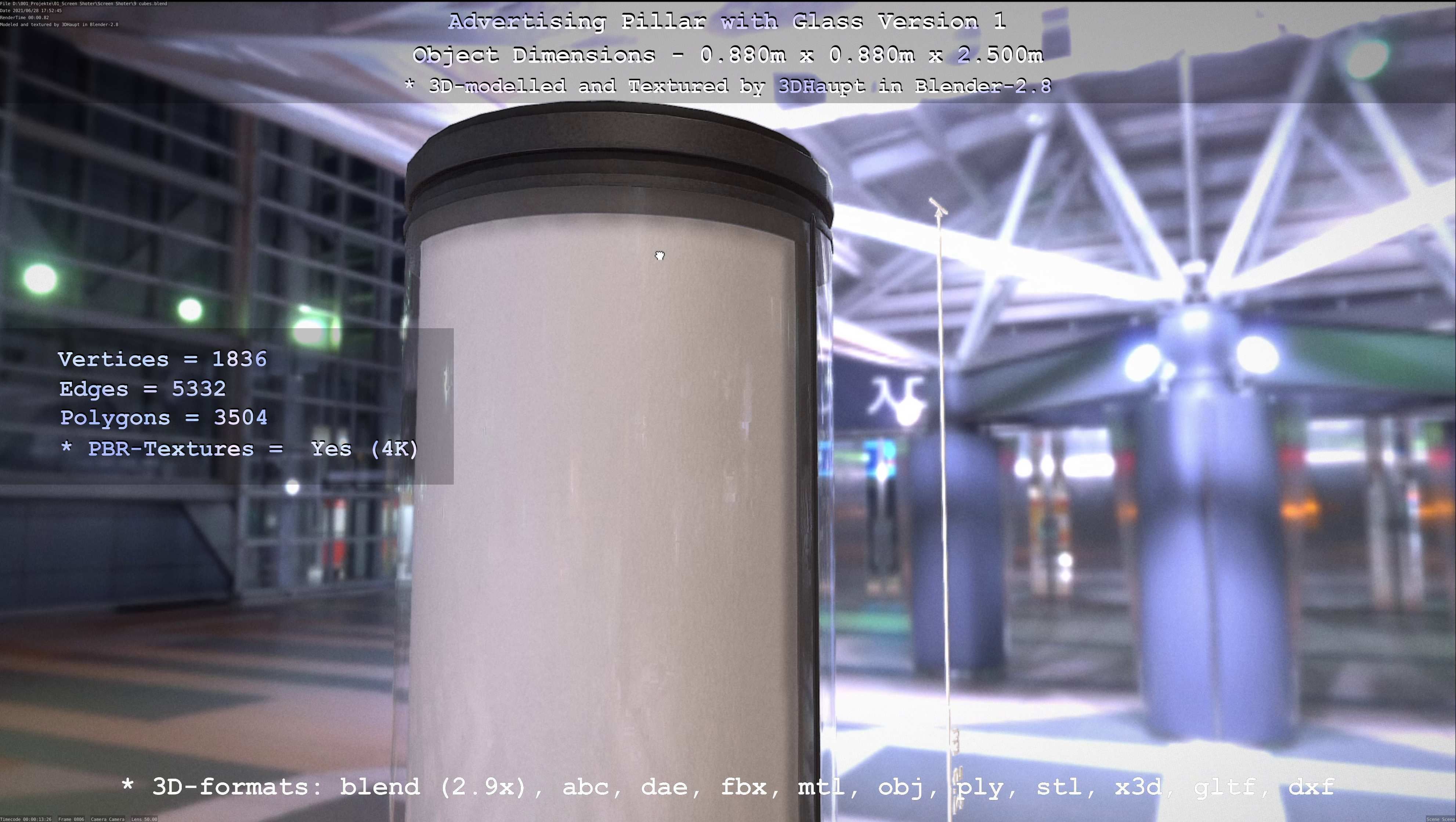 Advertising Pillar with Glass 1 Low-poly 3D model_53