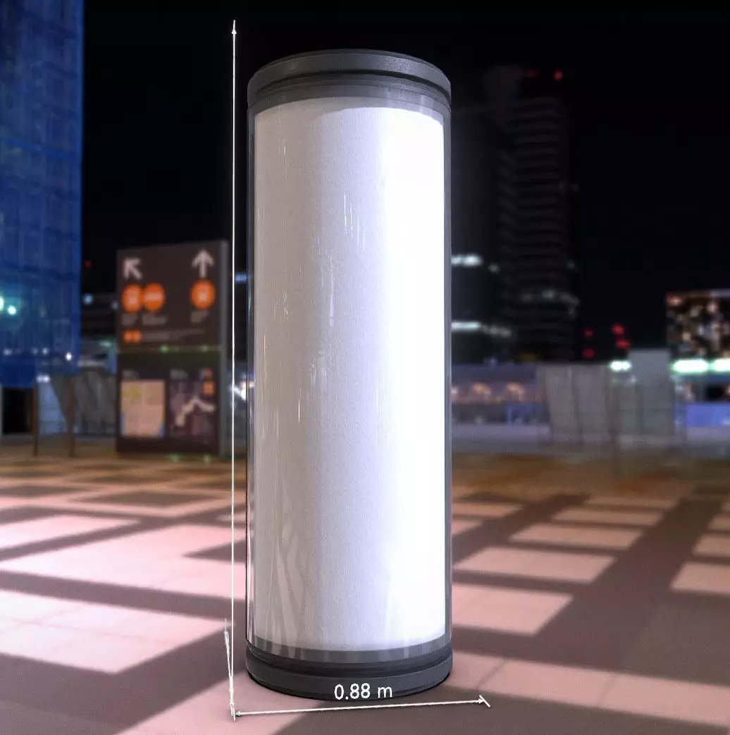 Advertising Pillar with Glass 1 Low-poly 3D model_0