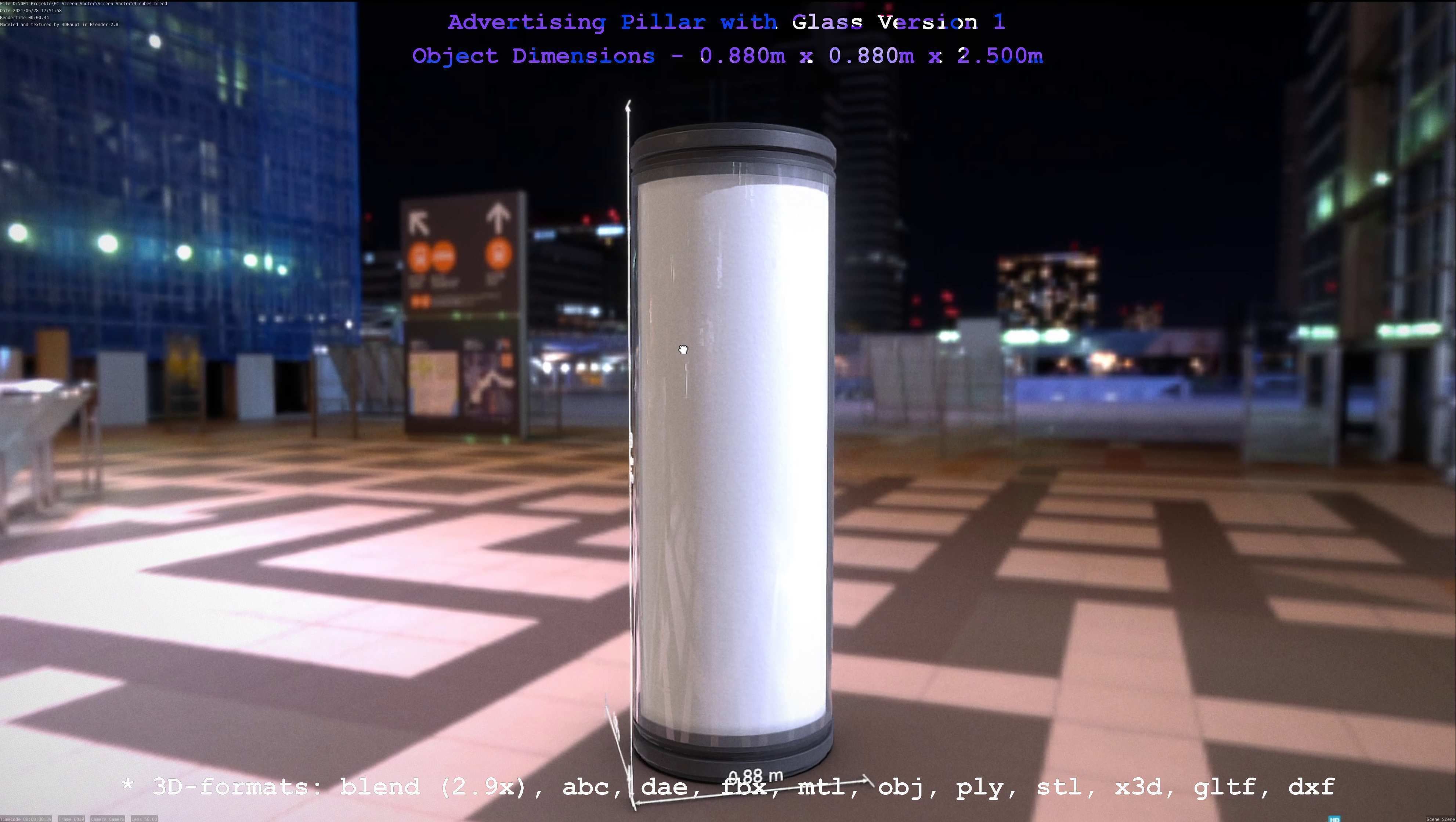 Advertising Pillar with Glass 1 Low-poly 3D model_71