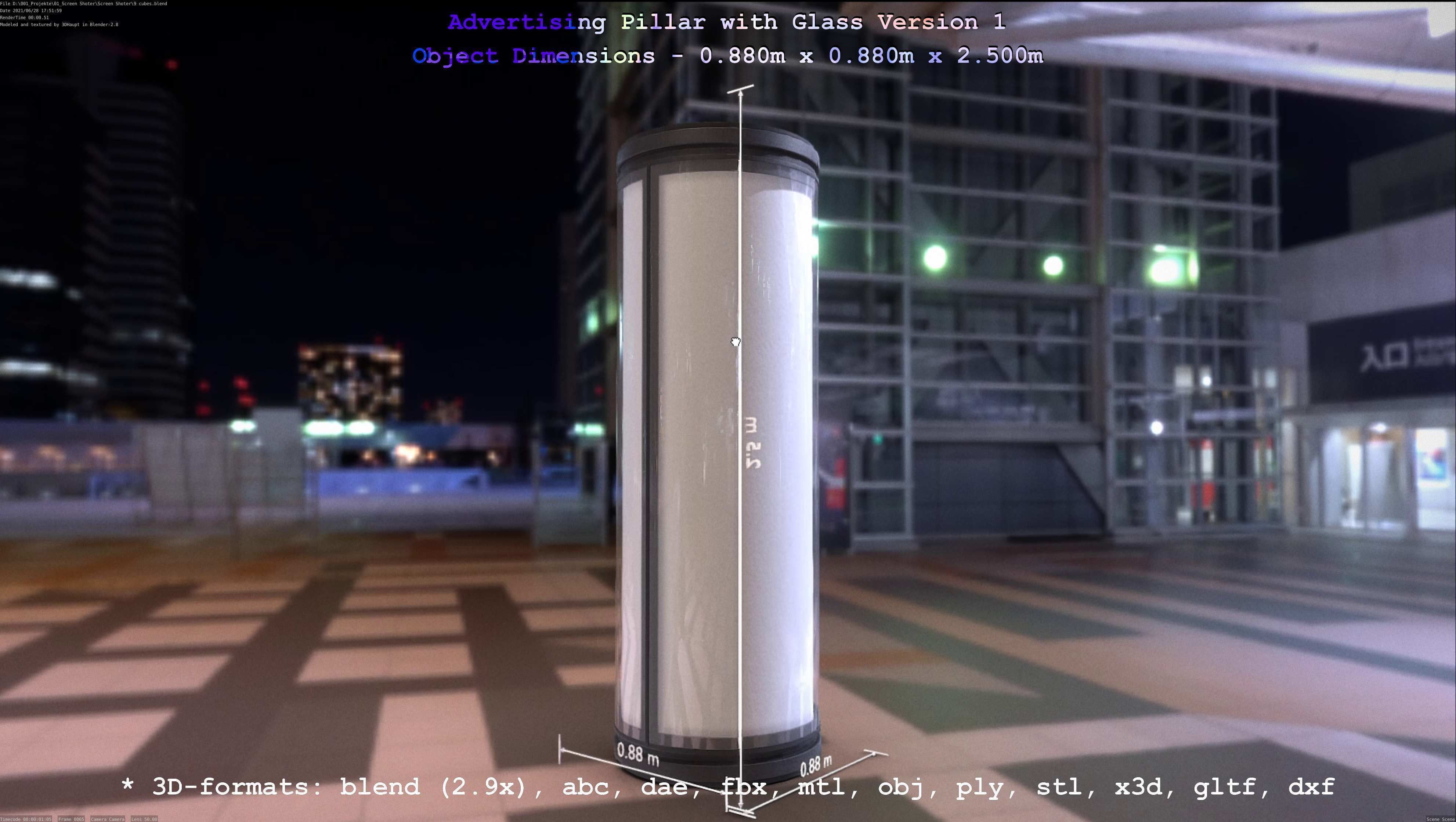 Advertising Pillar with Glass 1 Low-poly 3D model_72