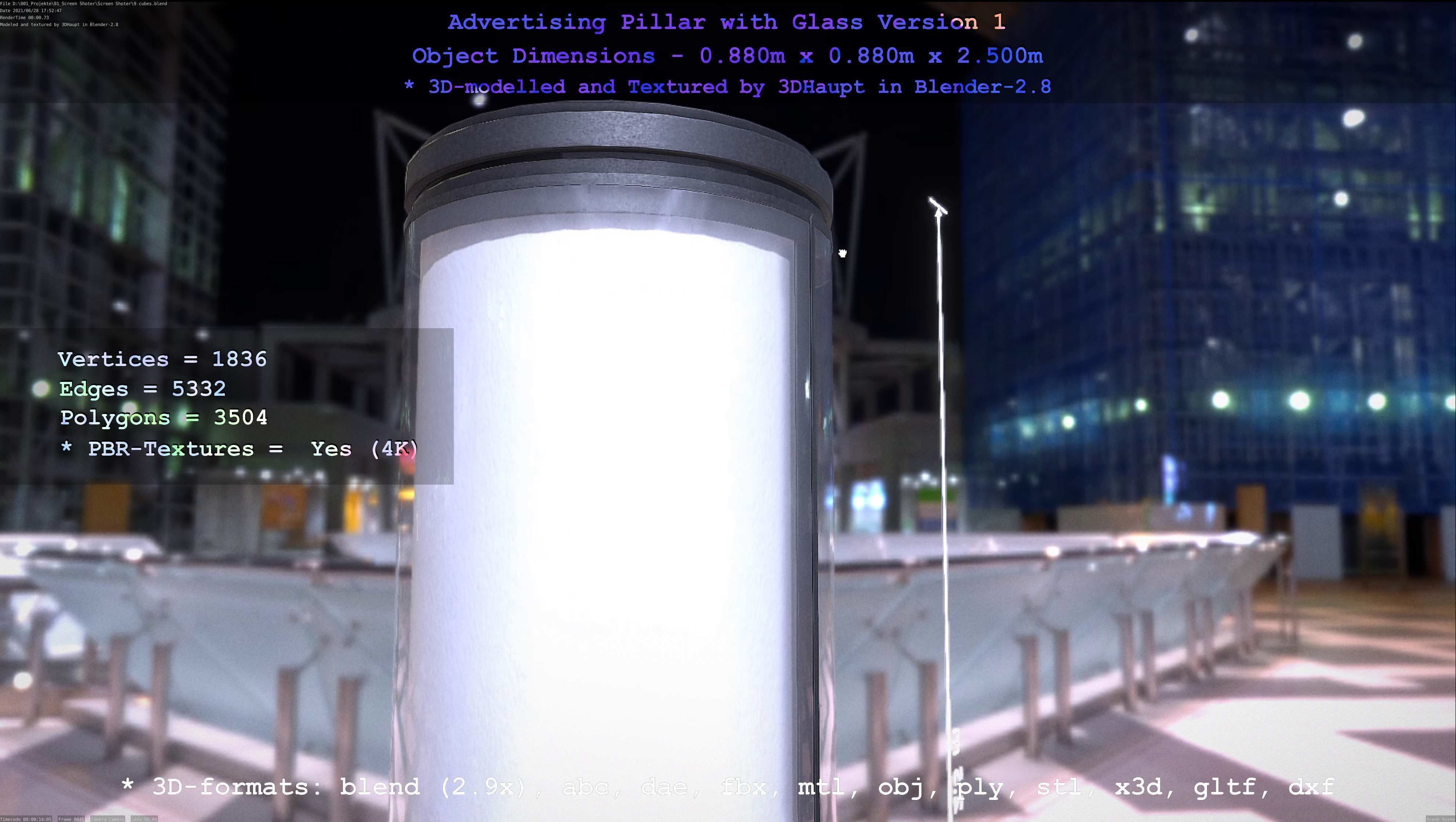 Advertising Pillar with Glass 1 Low-poly 3D model_54