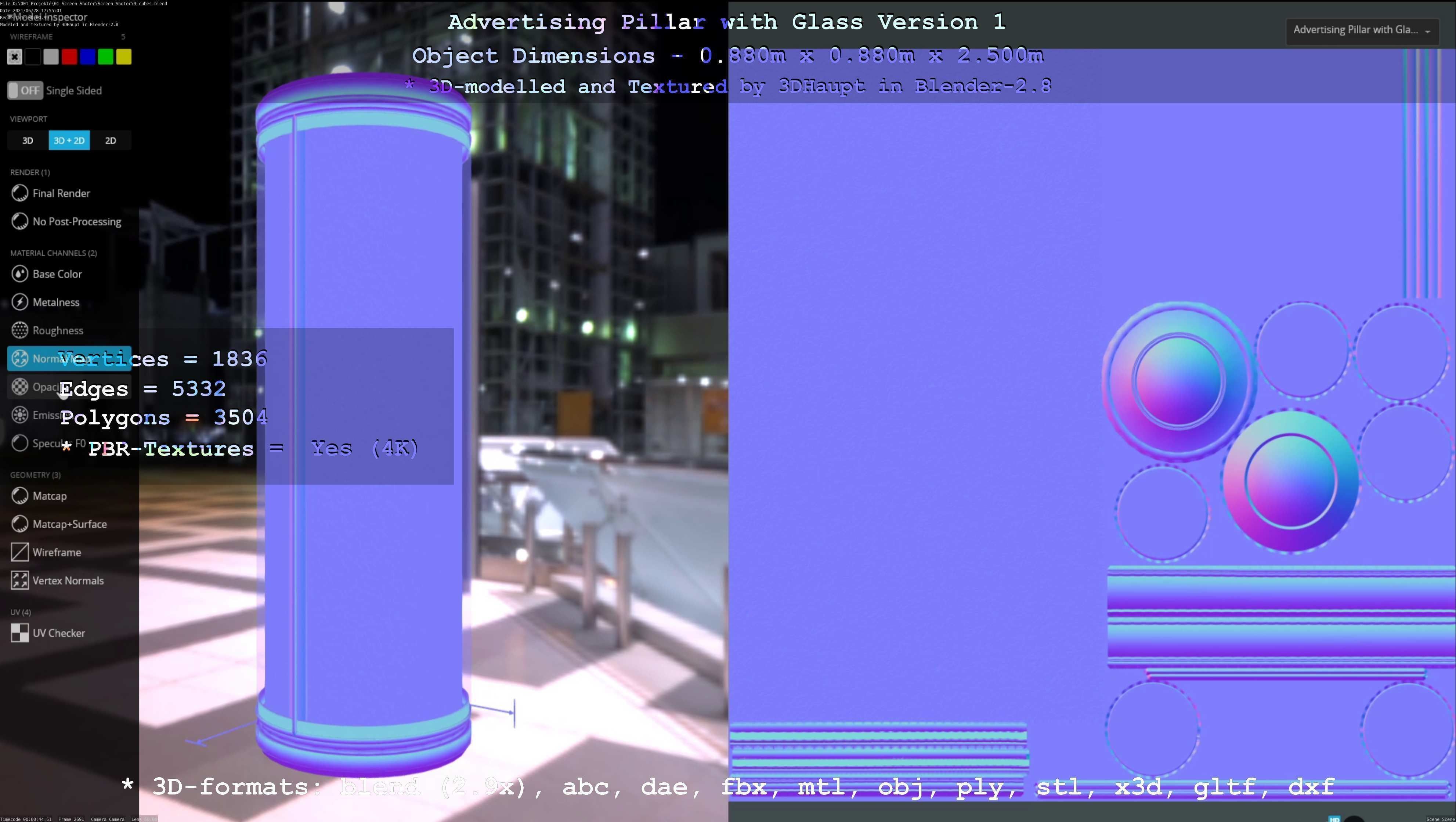 Advertising Pillar with Glass 1 Low-poly 3D model_24