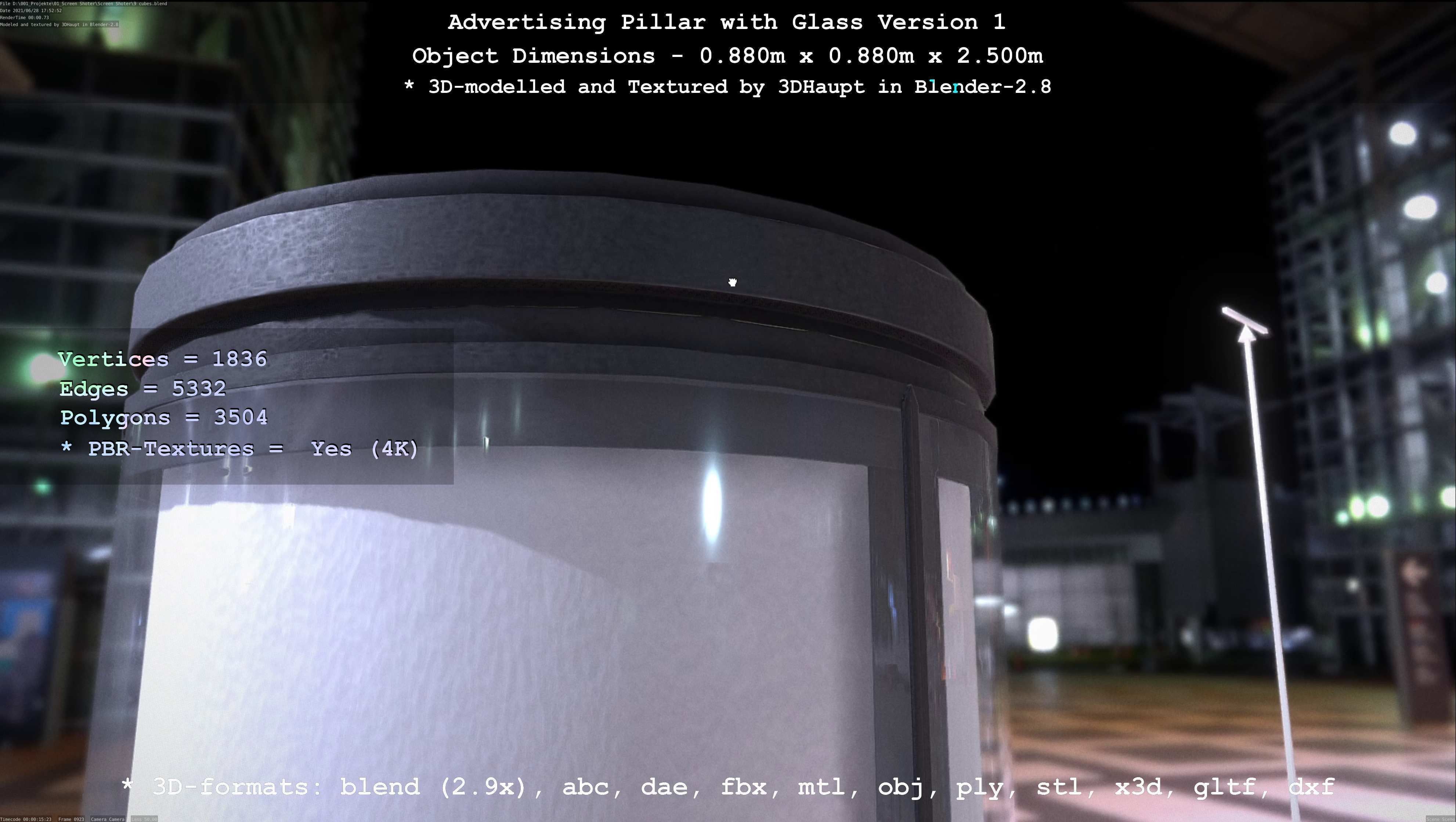 Advertising Pillar with Glass 1 Low-poly 3D model_60