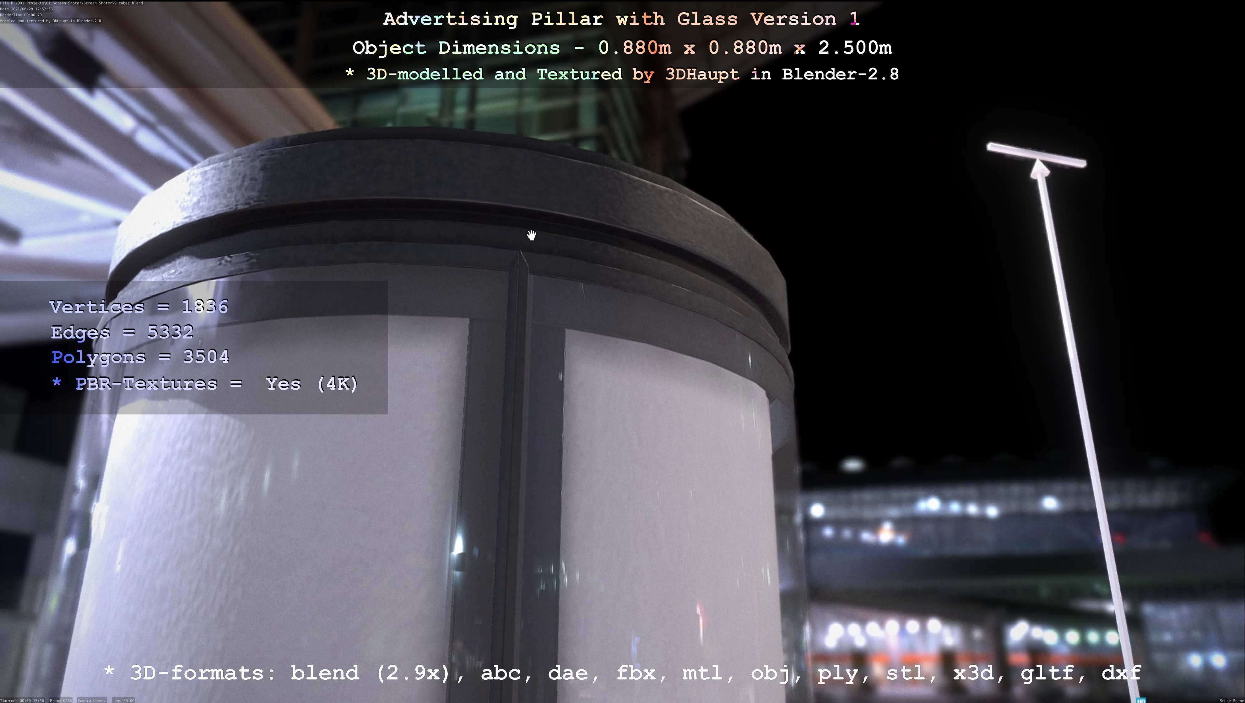 Advertising Pillar with Glass 1 Low-poly 3D model_61