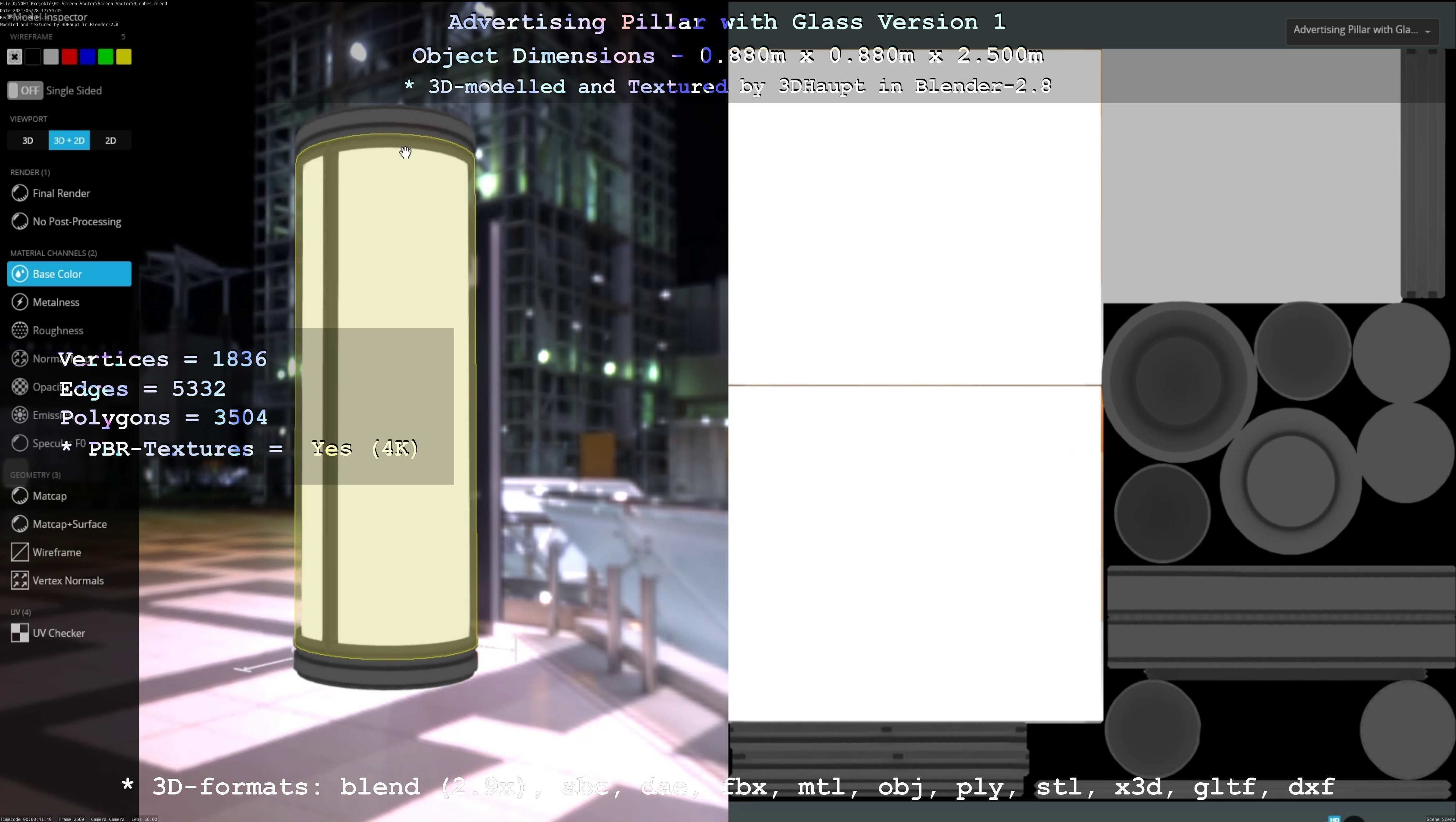 Advertising Pillar with Glass 1 Low-poly 3D model_22