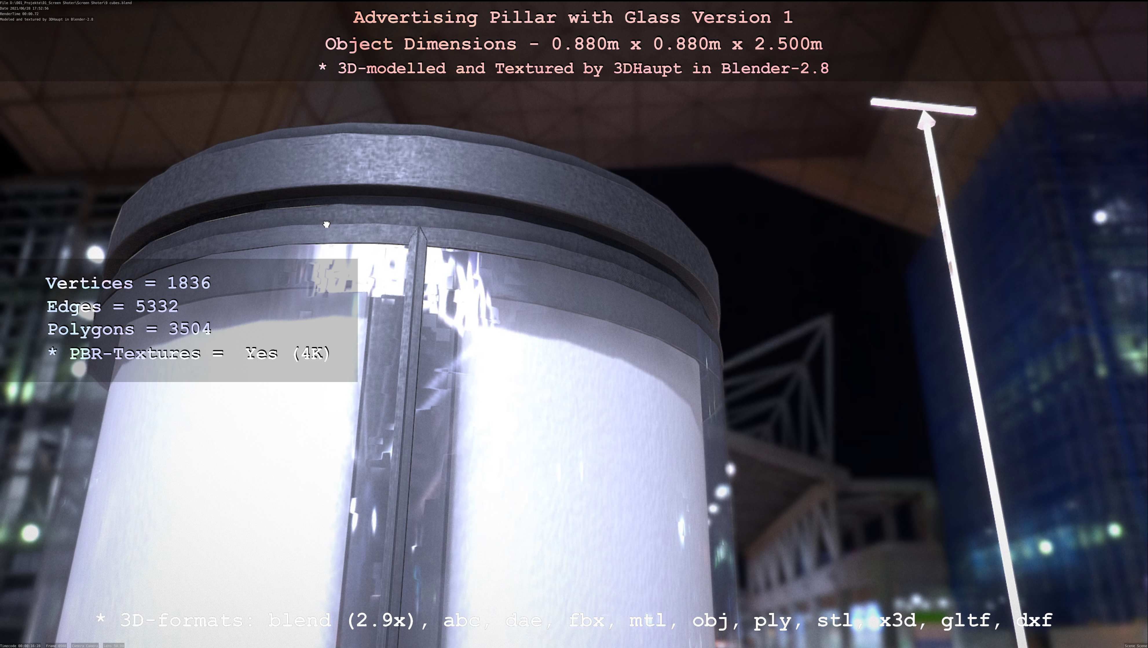 Advertising Pillar with Glass 1 Low-poly 3D model_63