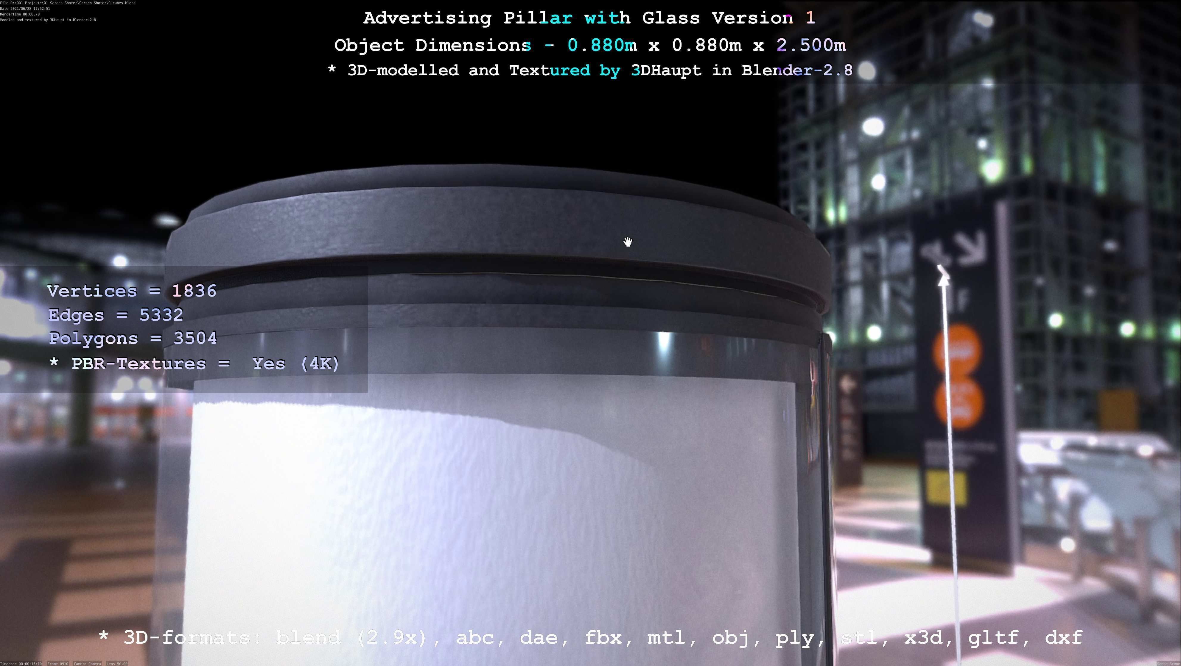 Advertising Pillar with Glass 1 Low-poly 3D model_59