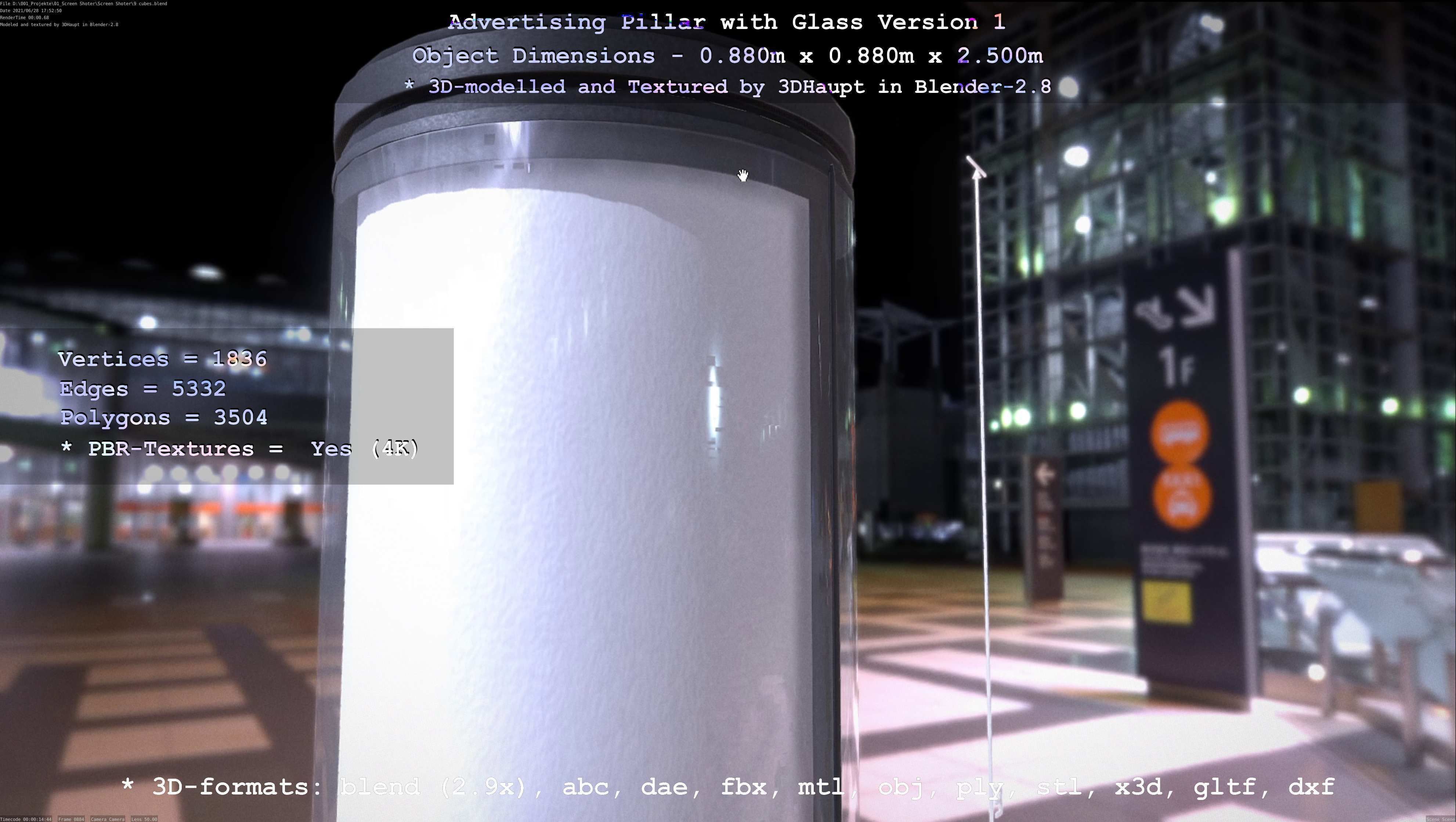 Advertising Pillar with Glass 1 Low-poly 3D model_57